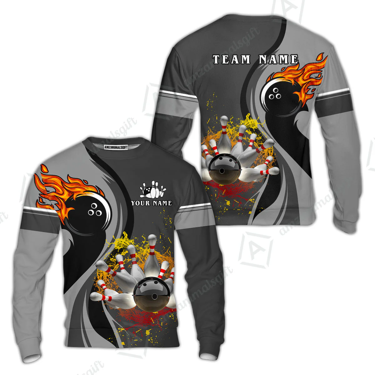 Customized Bowling Unisex Polo Shirt, Bowling And Pins Water Flow Multicolor Option Customized Name And Team Name For Bowling Team Polo Jerseys Shirts - Image 43
