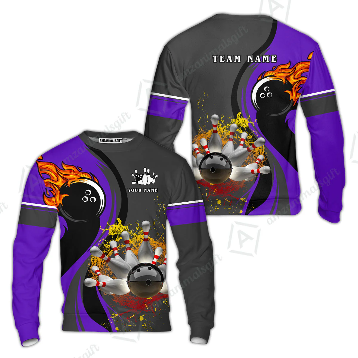Customized Bowling Unisex Polo Shirt, Bowling And Pins Water Flow Multicolor Option Customized Name And Team Name For Bowling Team Polo Jerseys Shirts - Image 44