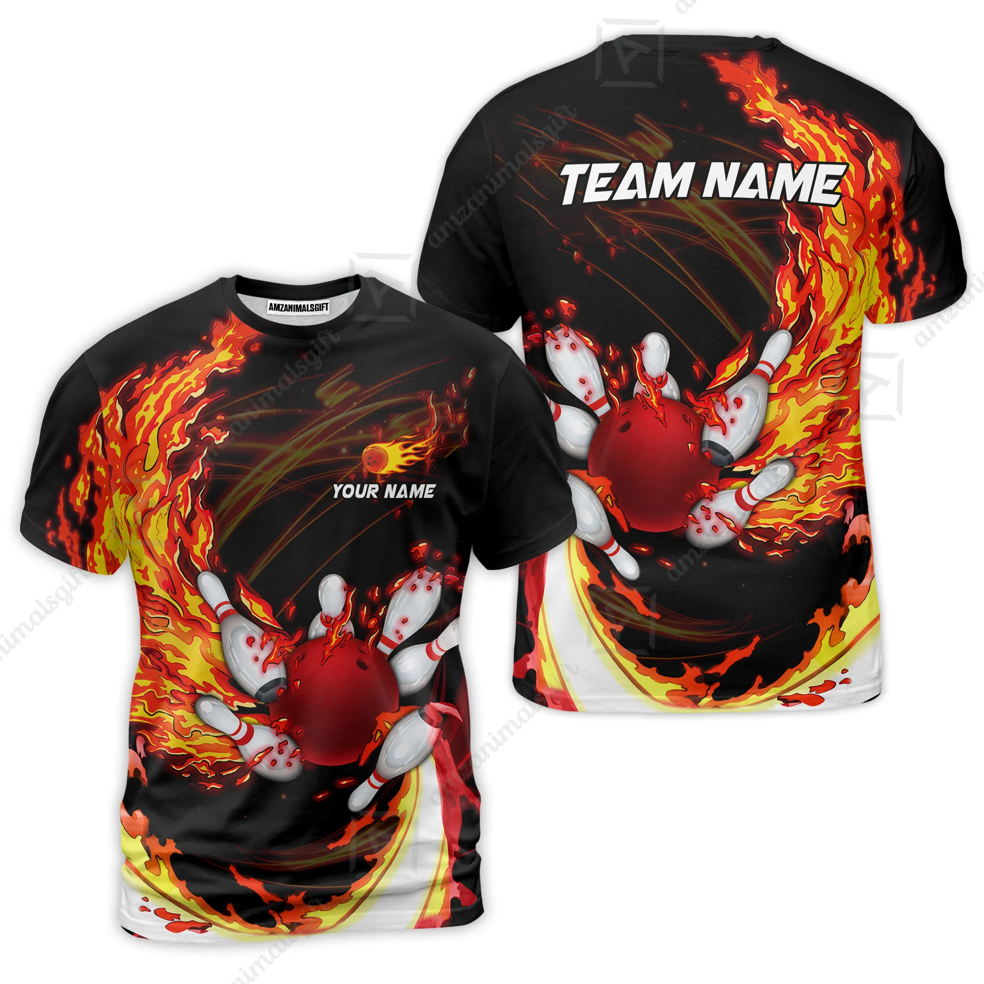 Customized Bowling Polo Team Jerseys, Breath Of Fire Bowling And Pins Multicolor Option Customized Name And Team Name For Bowling Team - Image 7