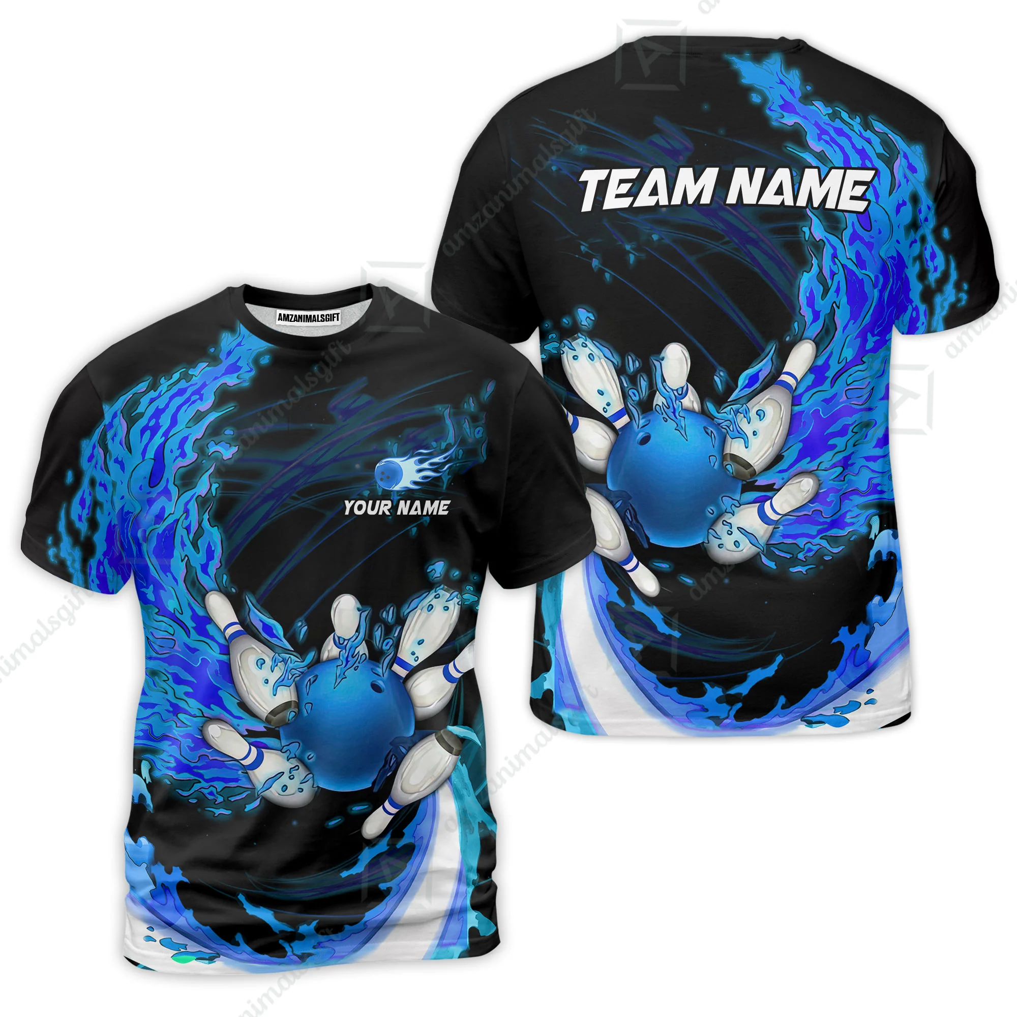 Customized Bowling Polo Team Jerseys, Breath Of Fire Bowling And Pins Multicolor Option Customized Name And Team Name For Bowling Team - Image 9