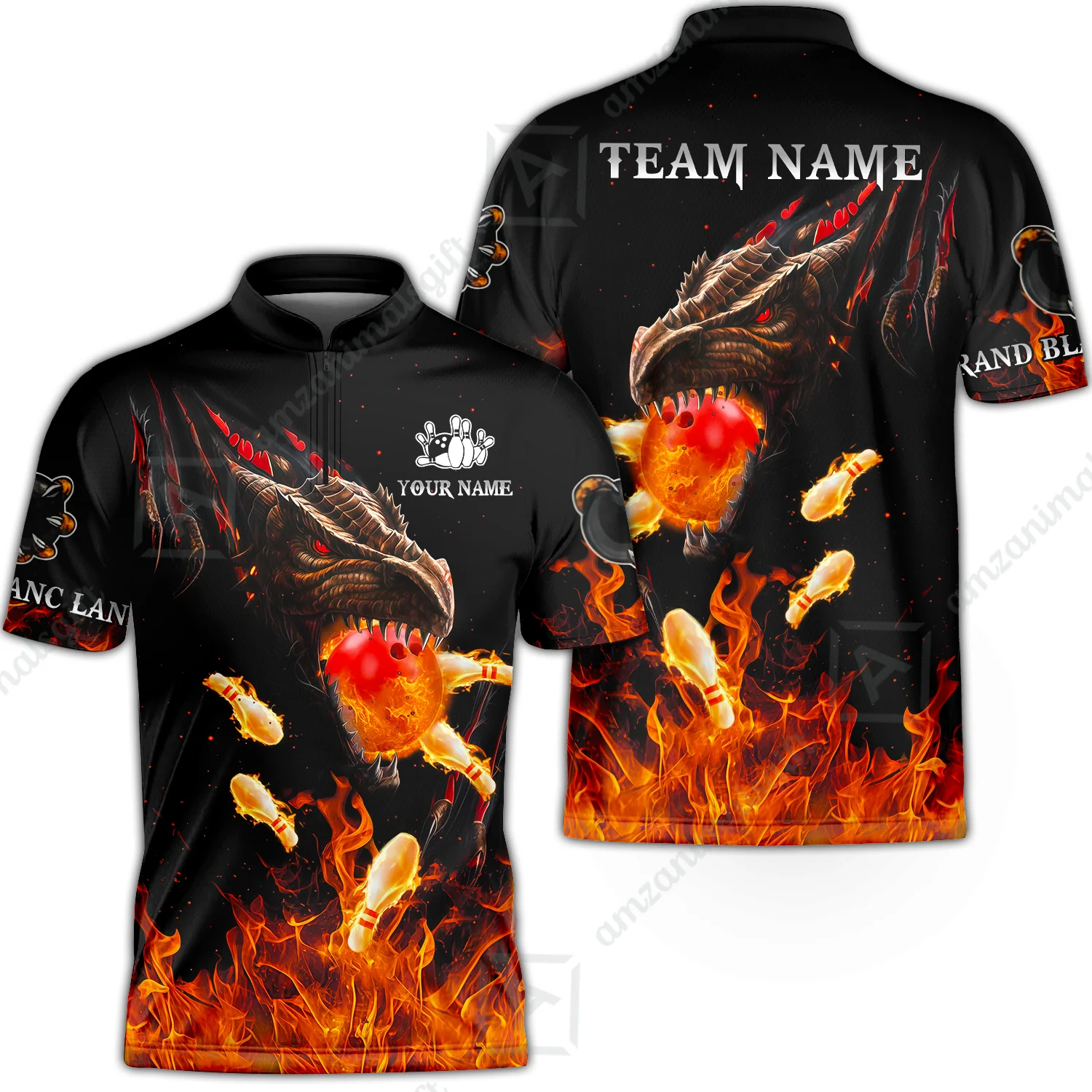 Customized Bowling Polo, Dragon Ball Fire Bowling Jersey Multicolor Option Customized Name, Team Name Polo Jerseys Shirt For Mike - Image 14