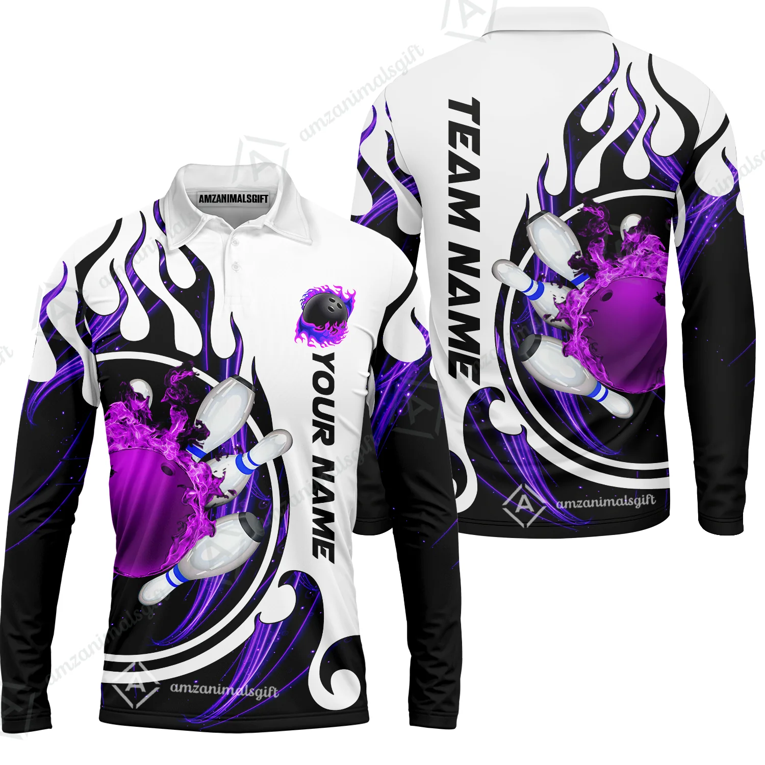 Customized Bowling Jersey Shirt, Fire Blaster Bowling And Pins Multicolor Option Customized Name, Team Name Jerseys Polo Shirts For Bowling Team - Image 29