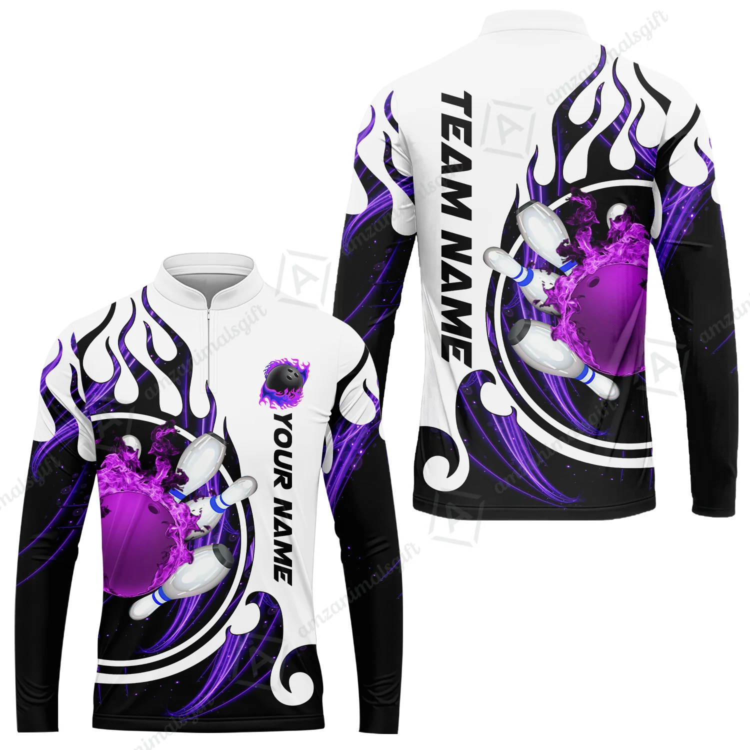 Customized Bowling Jersey Shirt, Fire Blaster Bowling And Pins Multicolor Option Customized Name, Team Name Jerseys Polo Shirts For Bowling Team - Image 33
