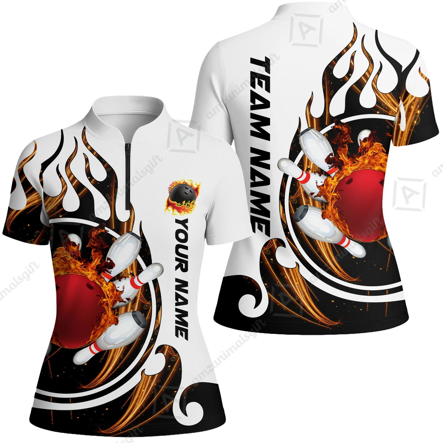 Customized Bowling Jersey Shirt, Fire Blaster Bowling And Pins Multicolor Option Customized Name, Team Name Jerseys Polo Shirts For Bowling Team - Image 48