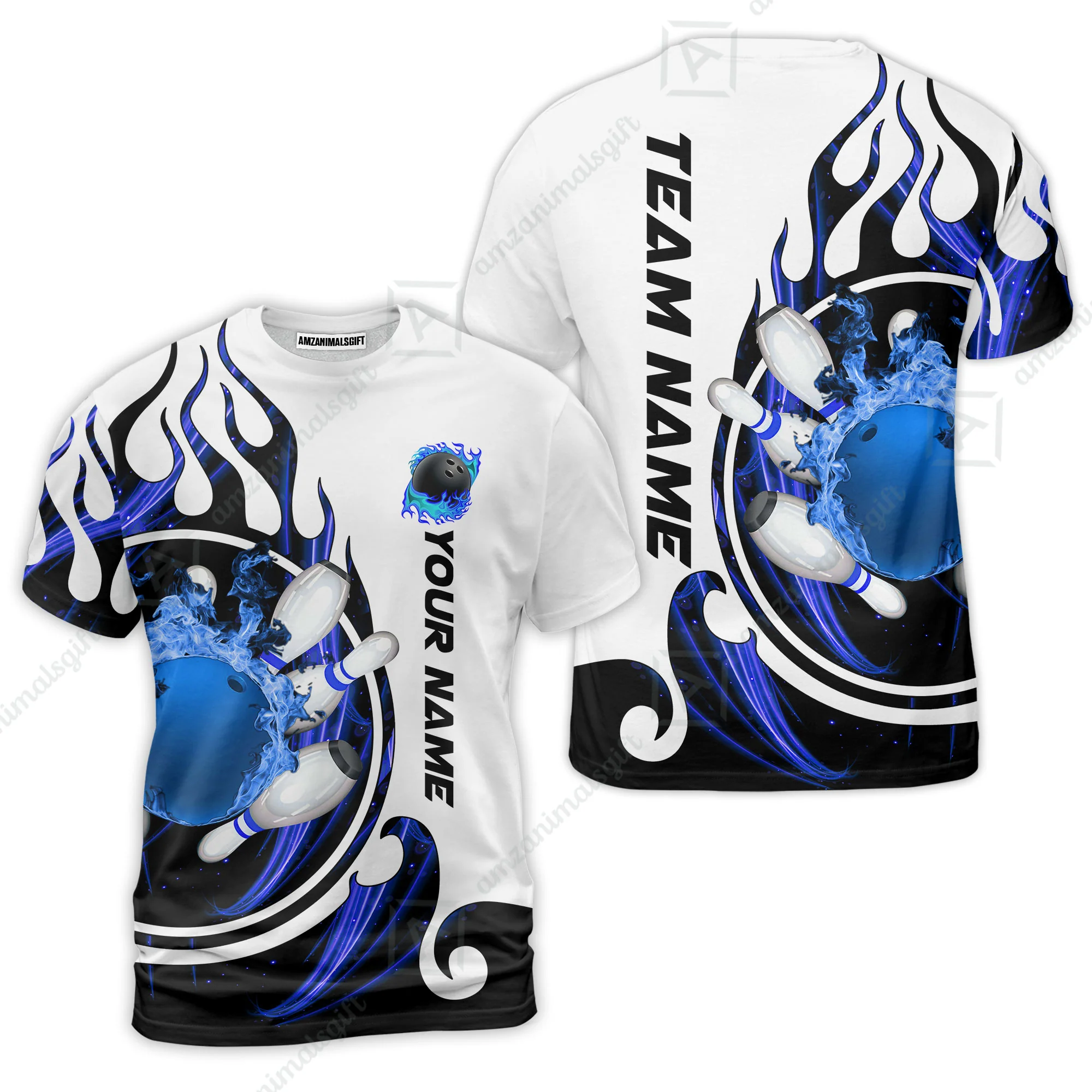 Customized Bowling Jersey Shirt, Fire Blaster Bowling And Pins Multicolor Option Customized Name, Team Name Jerseys Polo Shirts For Bowling Team - Image 8