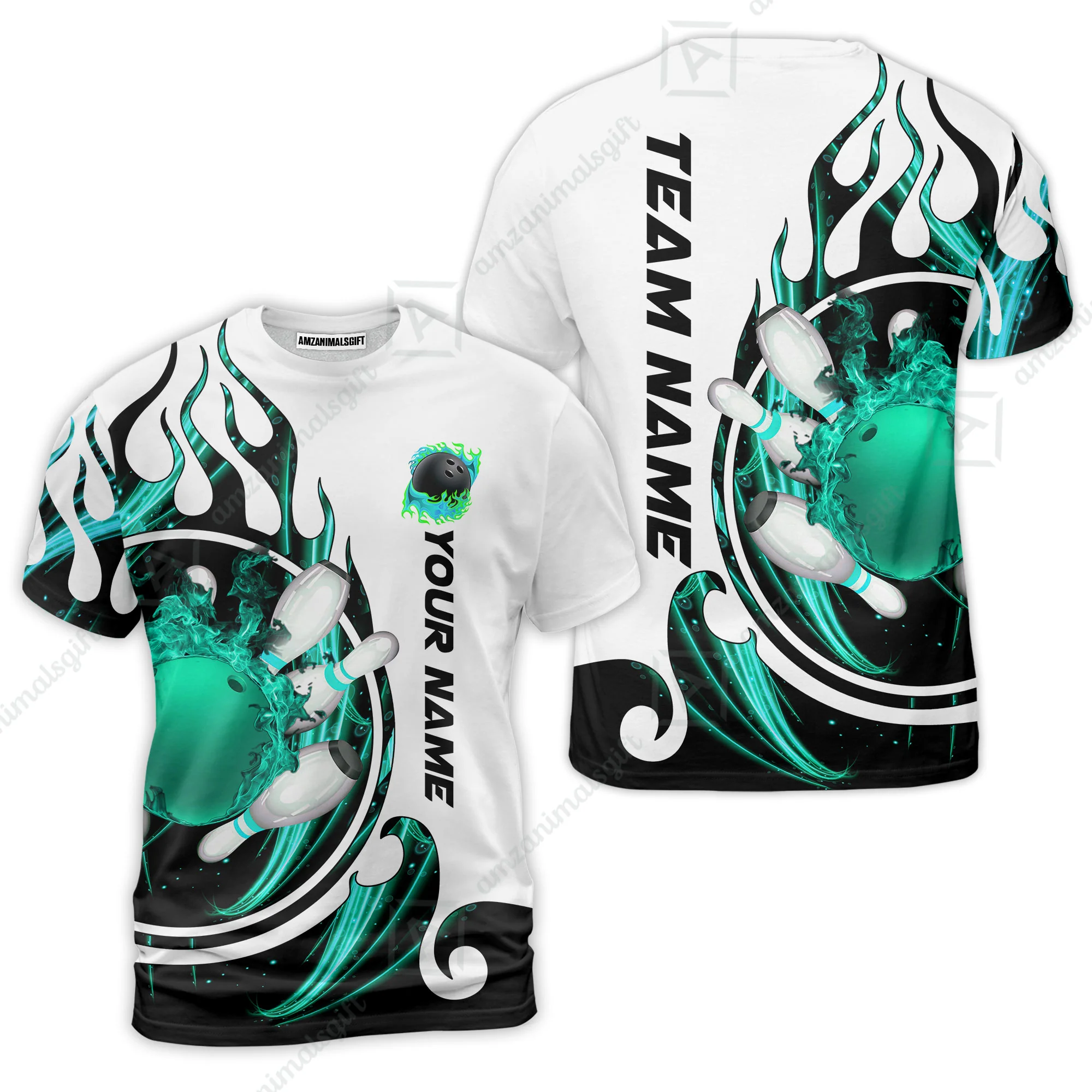 Customized Bowling Jersey Shirt, Fire Blaster Bowling And Pins Multicolor Option Customized Name, Team Name Jerseys Polo Shirts For Bowling Team - Image 9