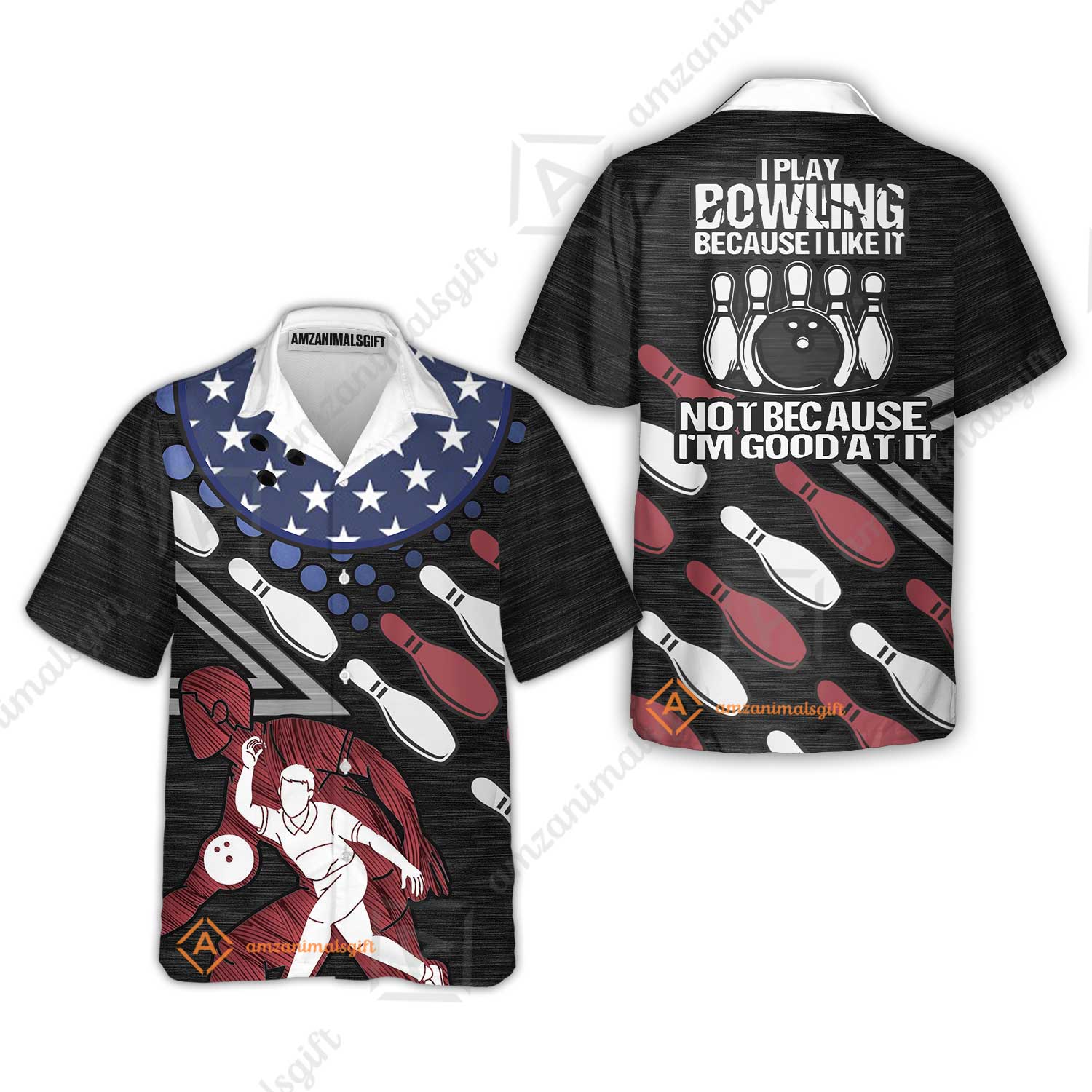 Customized Bowling Polo Shirt - I Play Bowling Because I Like It , American Flag Bowling Team Jersey Polo Shirts - Bowling Team Uniforms Jerseys - Image 12