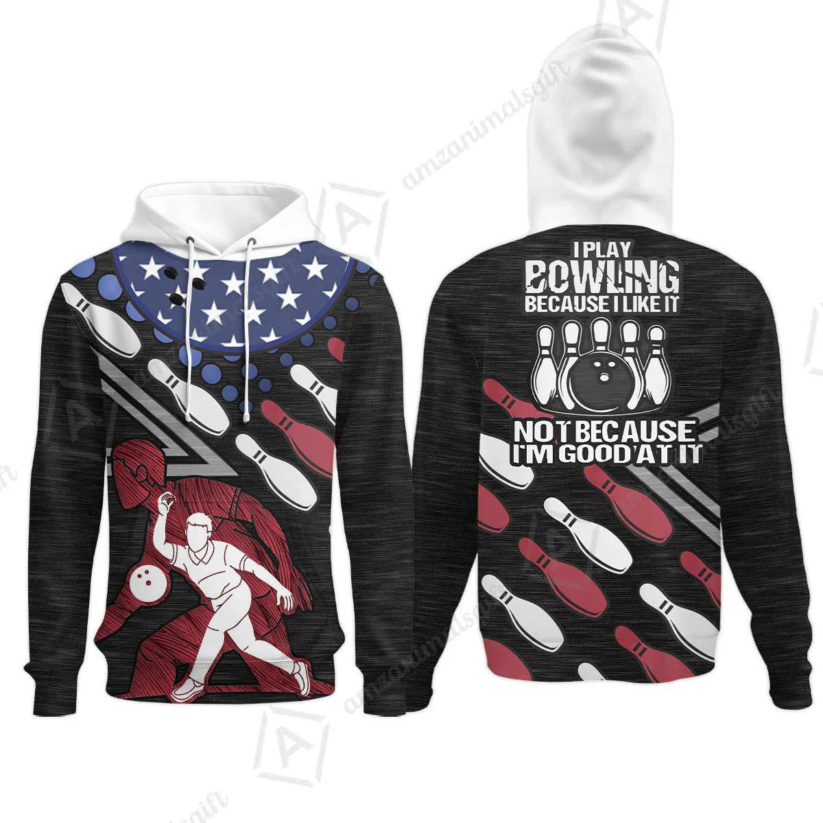 Customized Bowling Polo Shirt - I Play Bowling Because I Like It , American Flag Bowling Team Jersey Polo Shirts - Bowling Team Uniforms Jerseys - Image 16