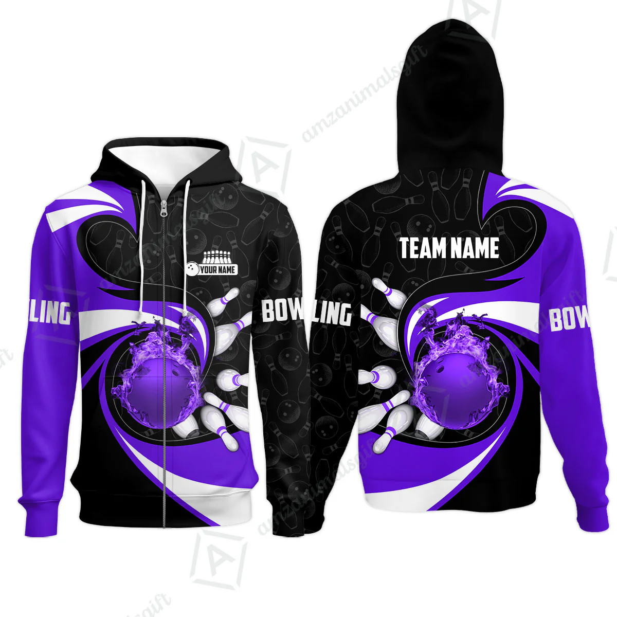 Customized Bowling Jersey Shirt, Bowling Ball And Pins Vortex Pattern Multicolor Customized Name And Team Name For Bowling Team - Image 76