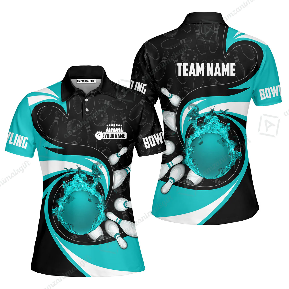 Customized Bowling Jersey Shirt, Bowling Ball And Pins Vortex Pattern Multicolor Customized Name And Team Name For Bowling Team - Image 9