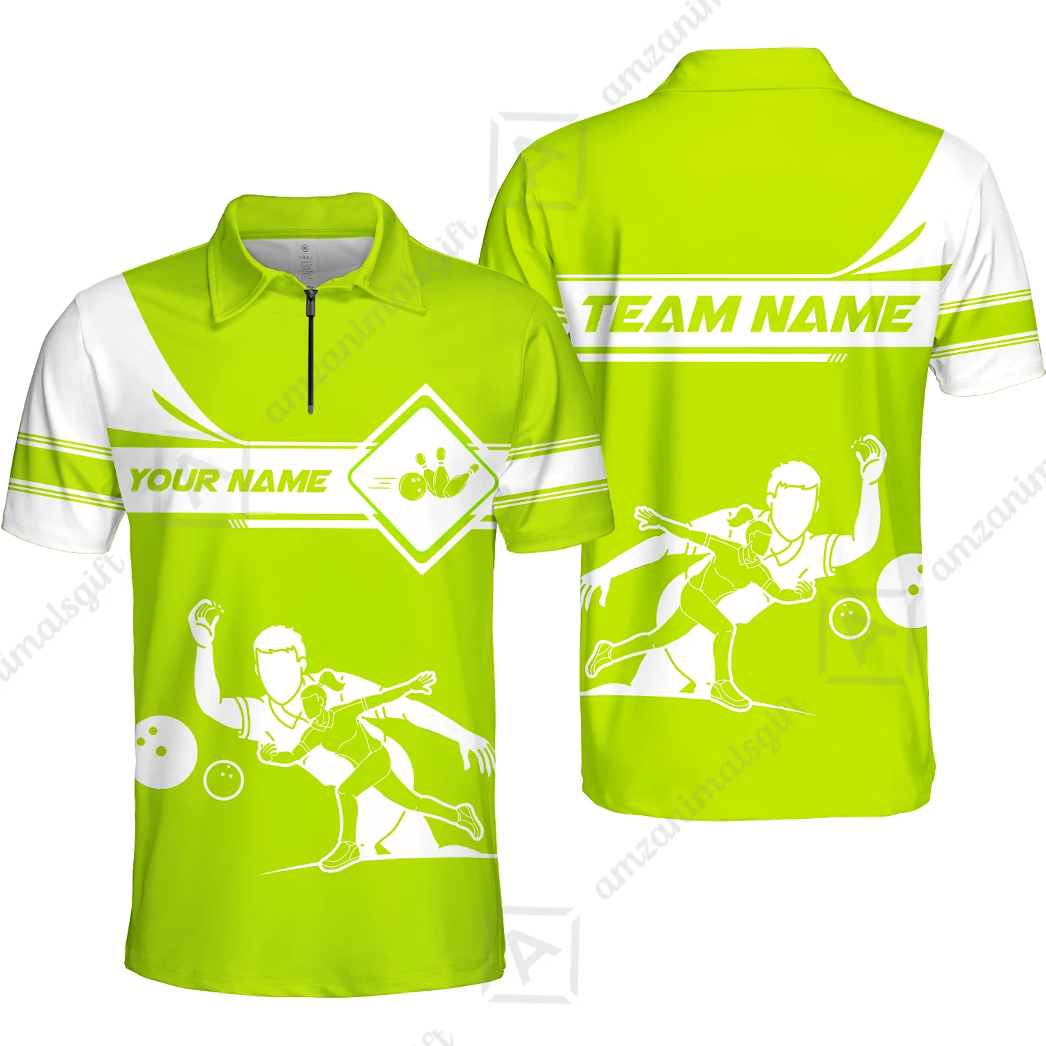 Customized Bowling Quarter-Zip Polo Shirt , Men And Women Playing Bowling Ball Quarter-Zip Polo Uniform Multicolor For Bowlers - Image 20