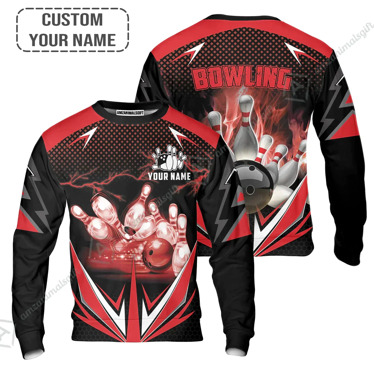 Customized Bowling Red Fire Hawaiian Shirt For Bowling Players, Bowling Team Uniform Shirts, Gift For Men, Bowling Lovers, Bowlers - Image 7