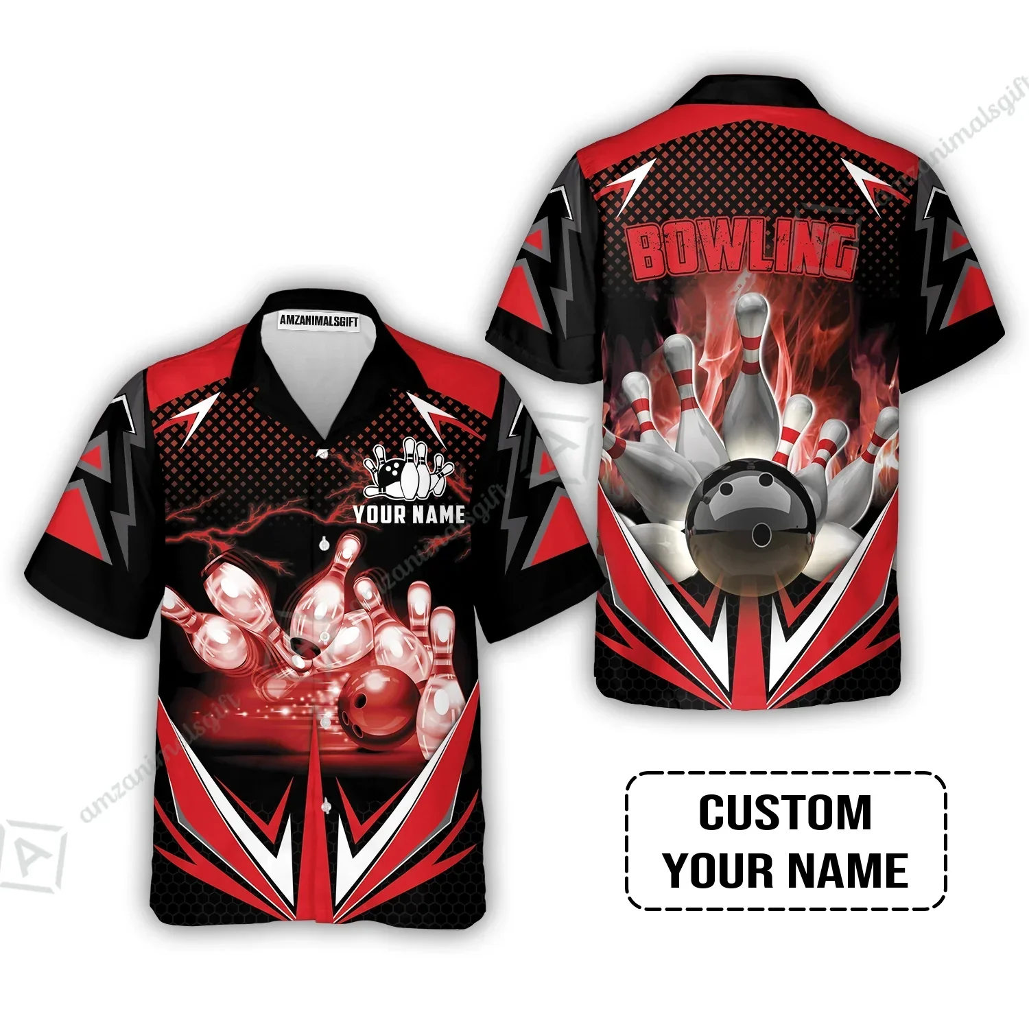 Customized Bowling Red Fire Jersey For Bowling Players, Bowling Team Uniform Shirts, Gift For Men, Bowling Lovers, Bowlers - Image 5