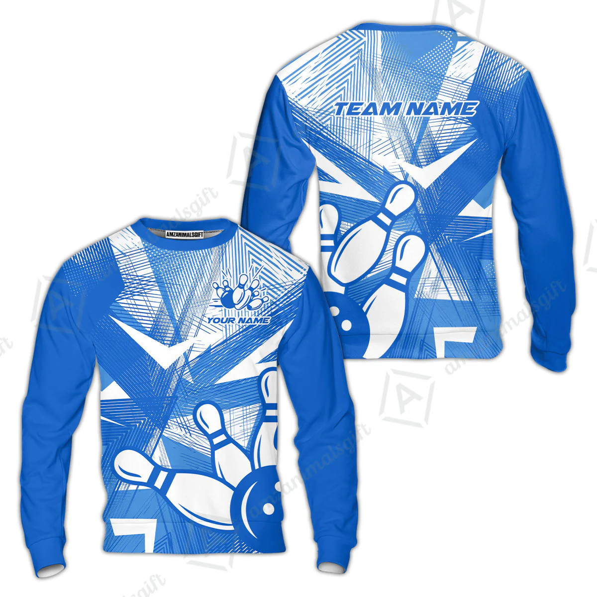 Customized Bowling Sweatshirt, Bowling Ball And Pins Esports Pattern Sweatshirt Uniform For Bowlers - Image 2