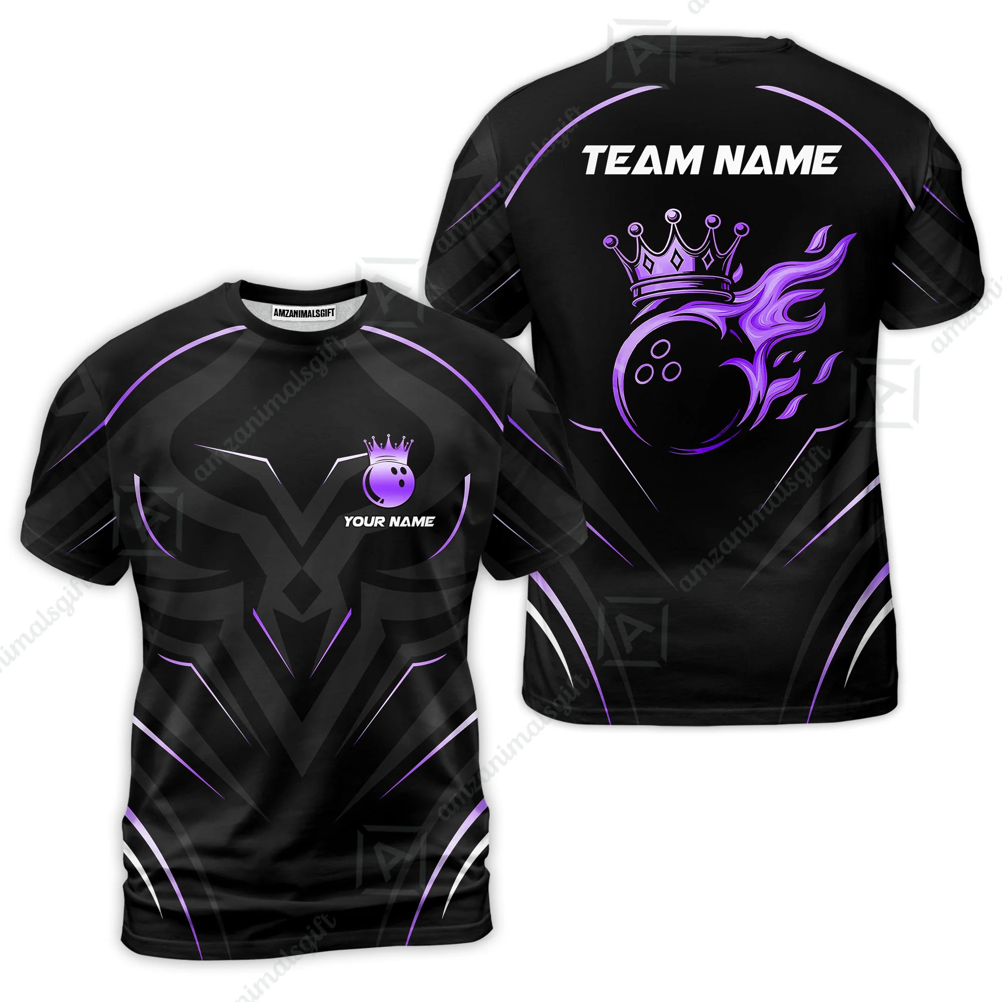 Customized Bowling T-Shirt, Custom Crown Bowling Uniform T-Shirt, Multicolor Team Style Jersey for Bowlers