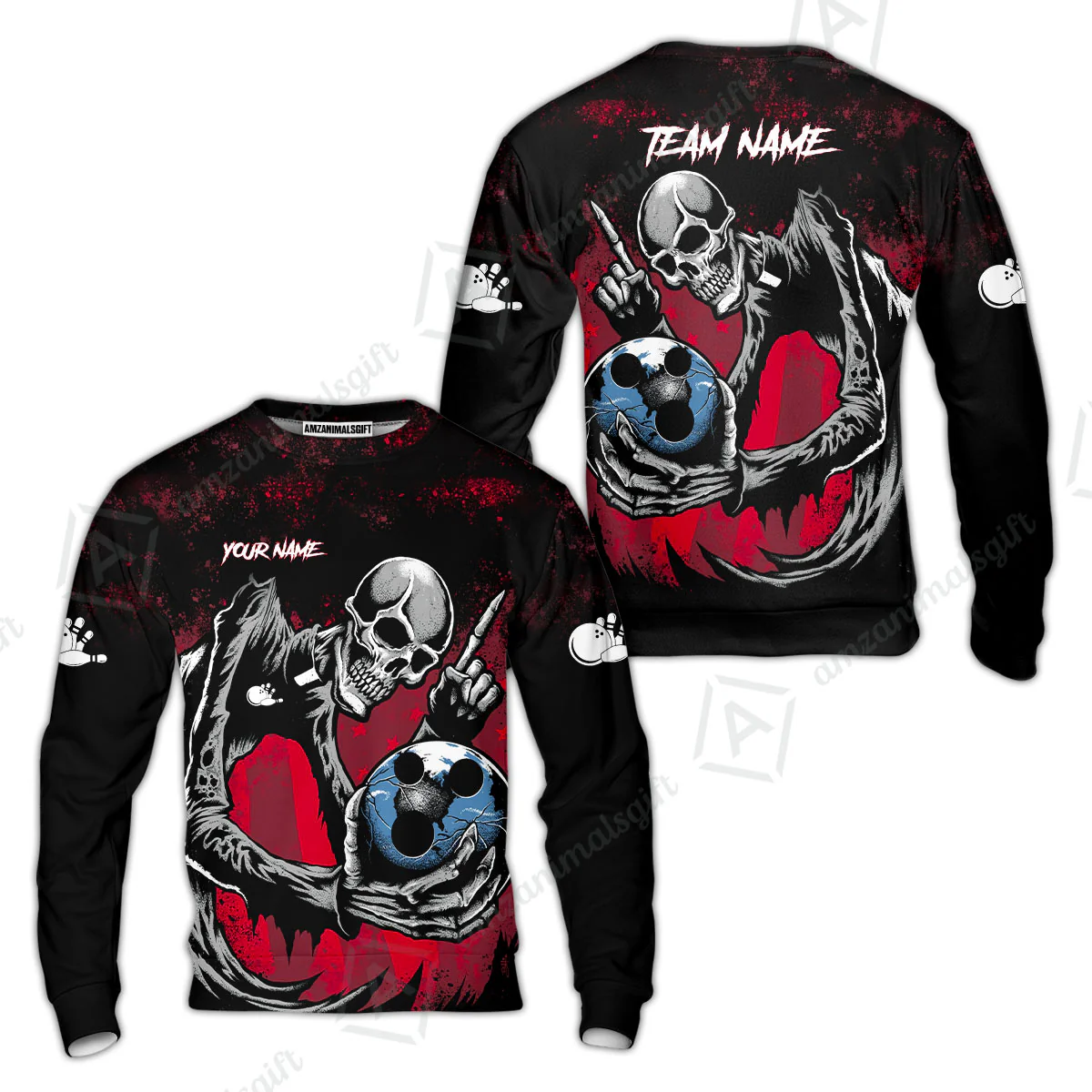 Customized Bowling Team Men Polo Shirt , Horrified Skull Bowling Ball Halloween Style Uniform Shirt, Jersey For Bowlers - Image 10