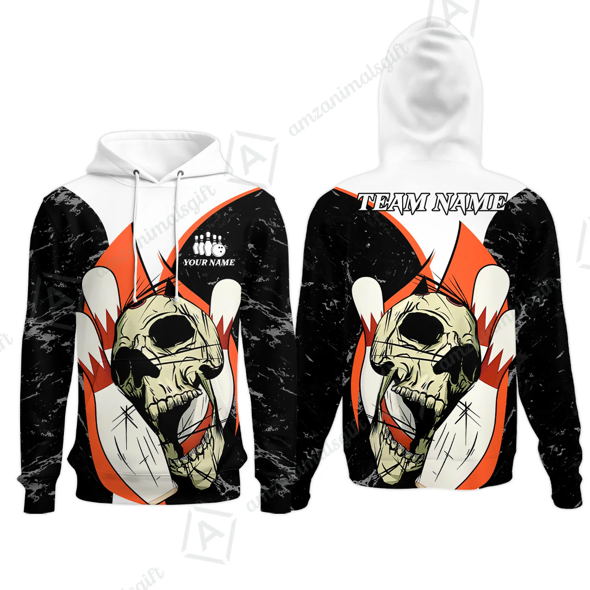 Customized Bowling Team Polo Jersey, Skull Rolling Bowling Illustration Halloween Style Uniform Shirt For Bowlers - Image 15