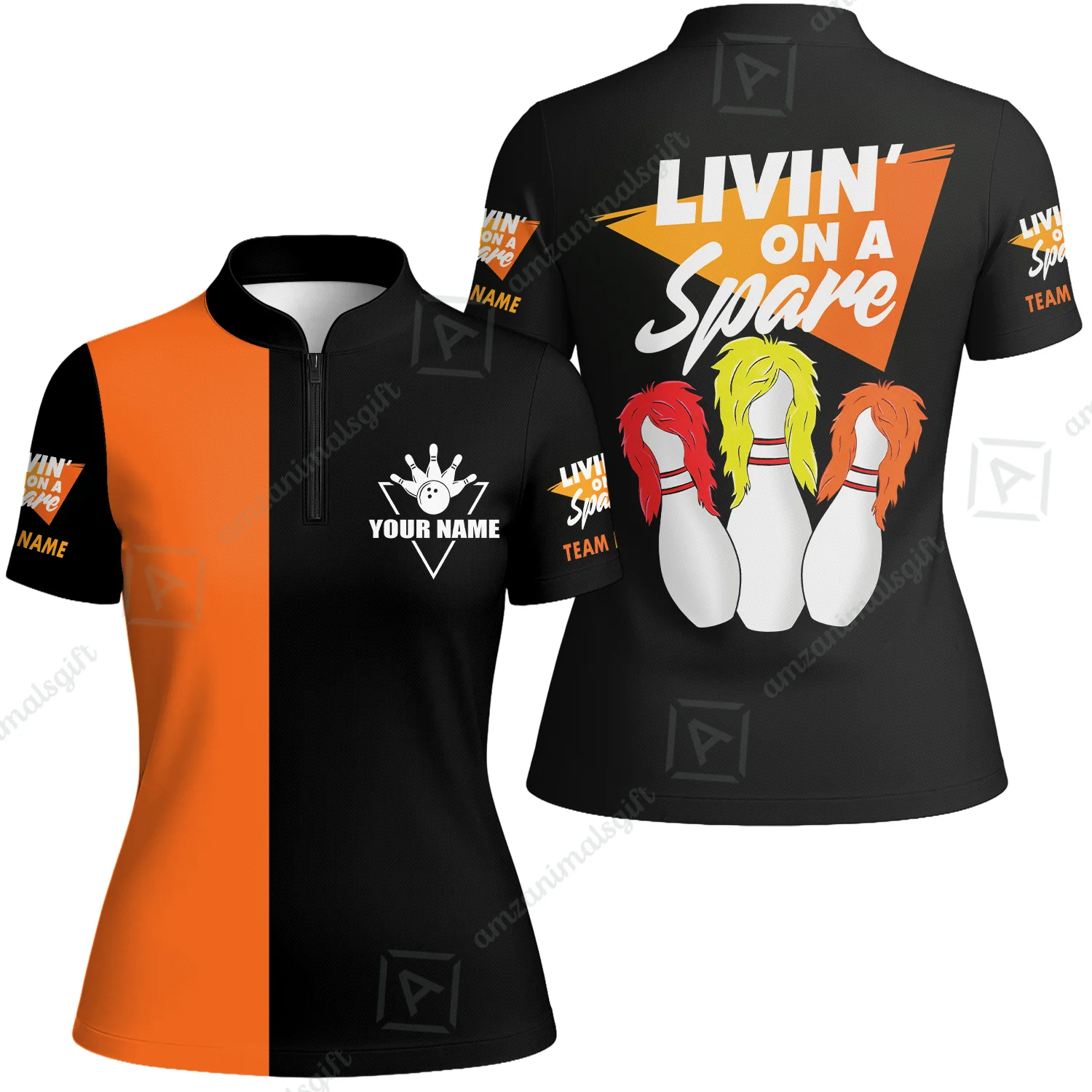 Customized Bowling Team Women Jersey Shirt, Bowling Livin' On A Spare Personalized Women Jersey Shirt Uniform For Bowlers - Image 3