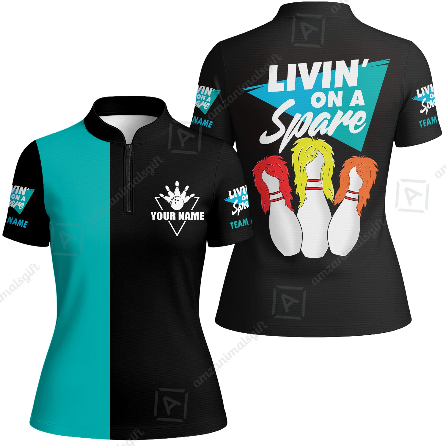 Customized Bowling Team Women Jersey Shirt, Bowling Livin' On A Spare Personalized Women Jersey Shirt Uniform For Bowlers - Image 4