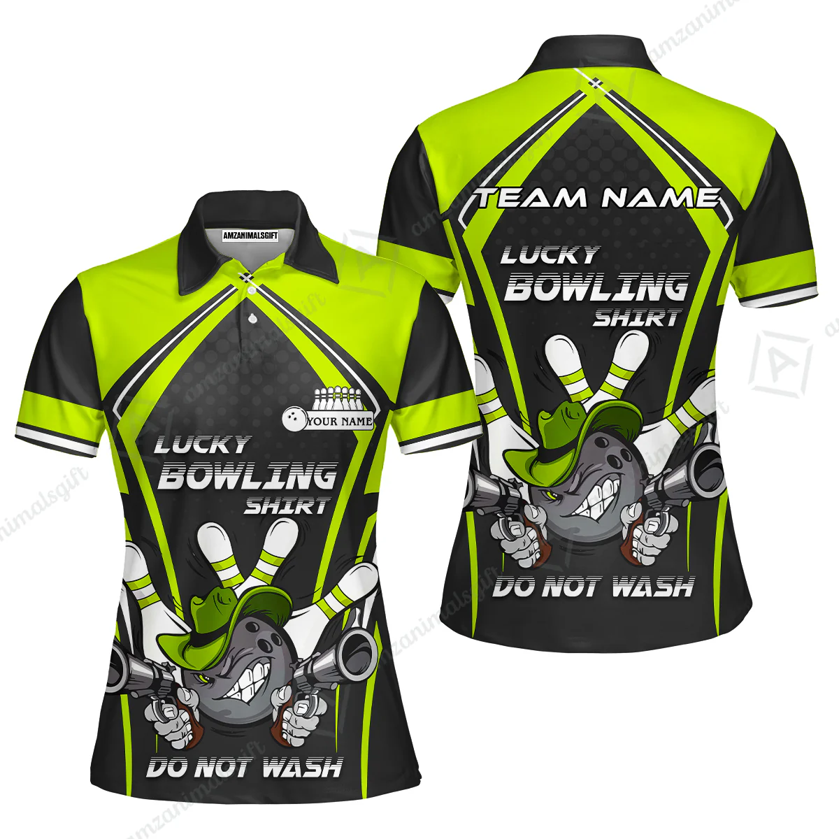 Customized Bowling Team Women Polo Shirt, Lucky Bowling Shirt Do Not Wash Bowling Ball Aiming Guns, Personalized Name Bowling Shirt - Image 5
