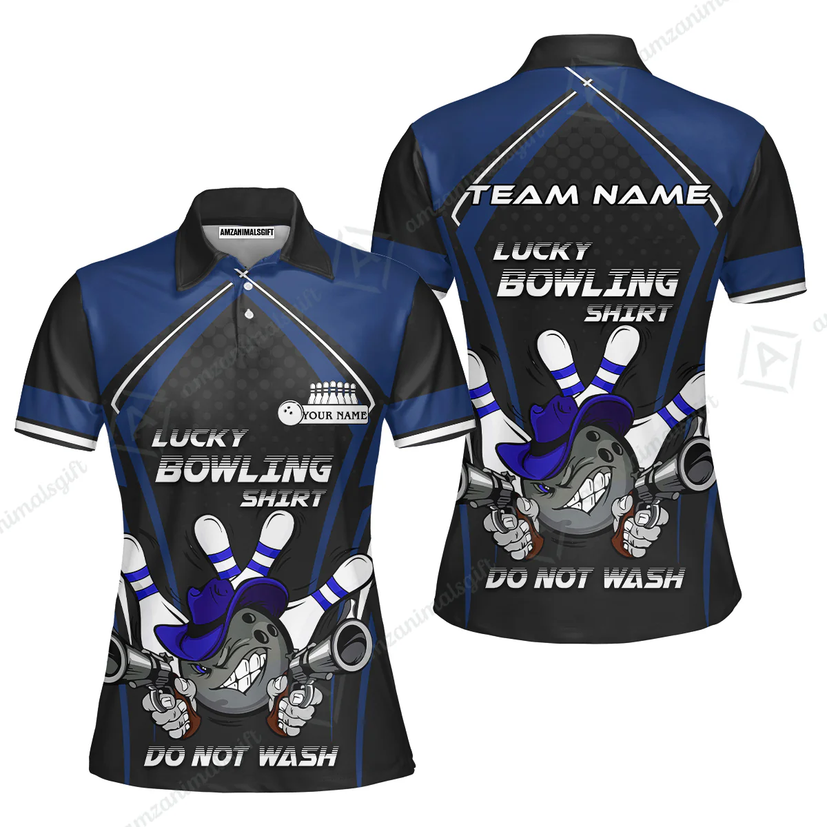 Customized Bowling Team Women Polo Shirt, Lucky Bowling Shirt Do Not Wash Bowling Ball Aiming Guns, Personalized Name Bowling Shirt - Image 7