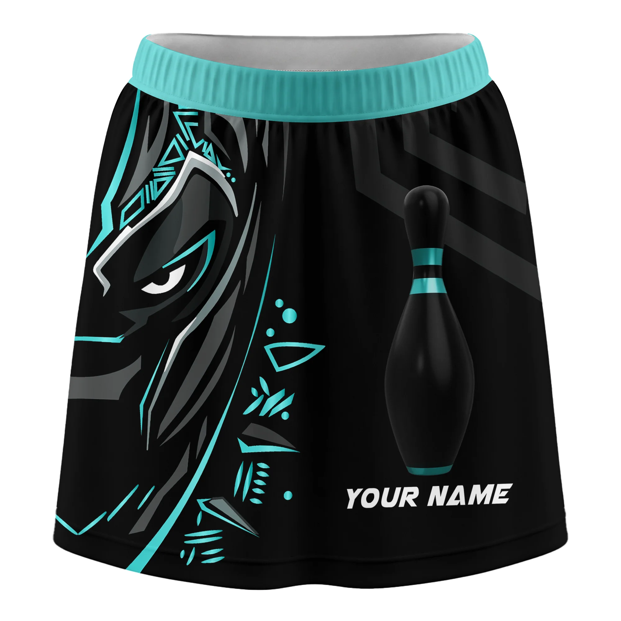 Customized Bowling Trouser Skirts With Shorts Underneath, Bowling Ball & Pins Black Panther Pro Sport Skorts With Pockets - Image 4