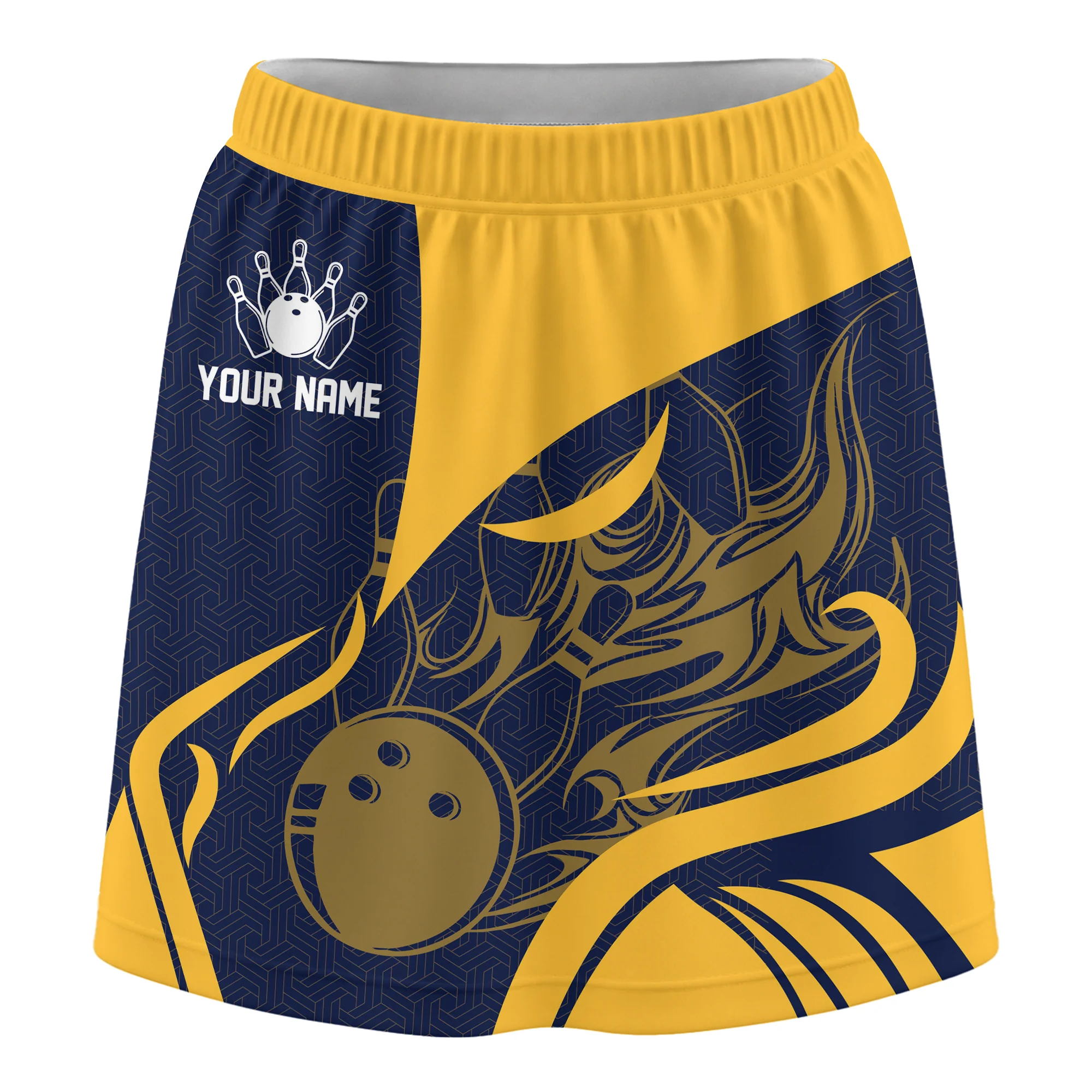 Customized Bowling Trouser Skirts With Shorts Underneath, Flame Bowling Multicolor Skorts With Pockets - Image 4