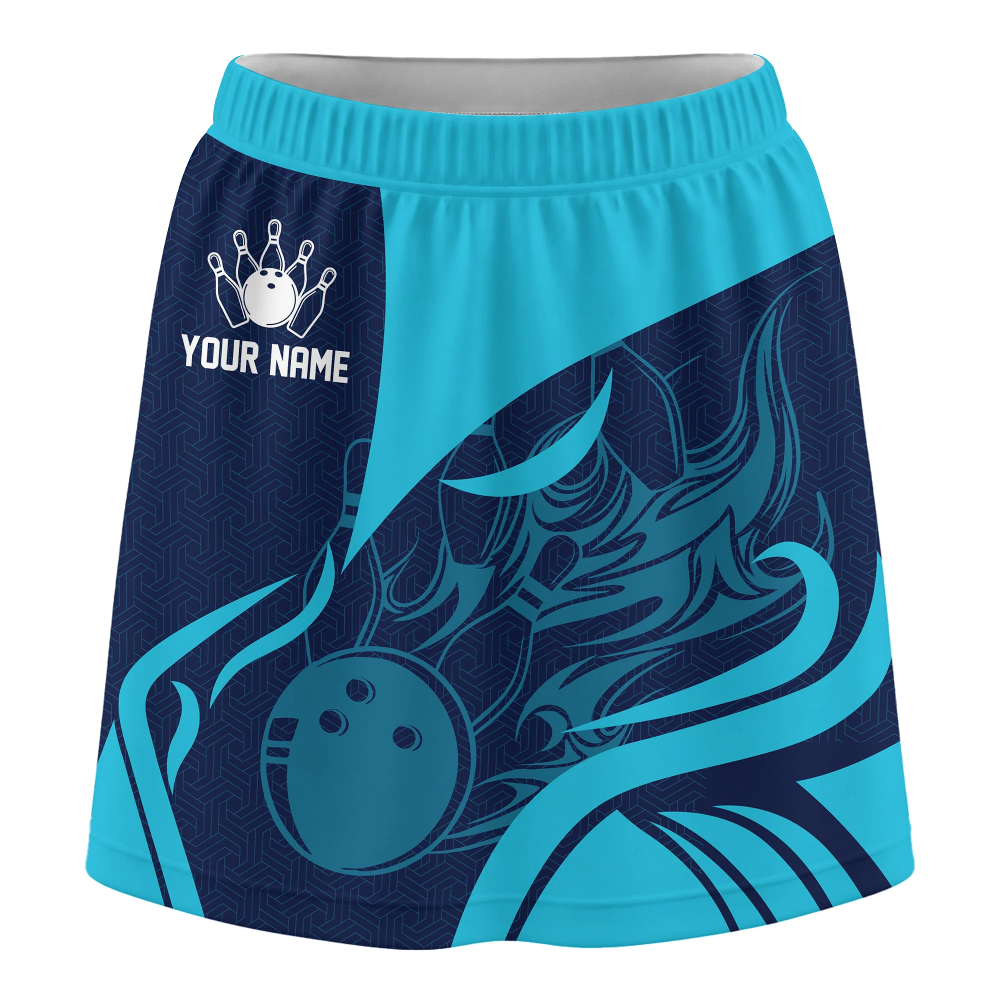 Customized Bowling Trouser Skirts With Shorts Underneath, Flame Bowling Multicolor Skorts With Pockets - Image 5