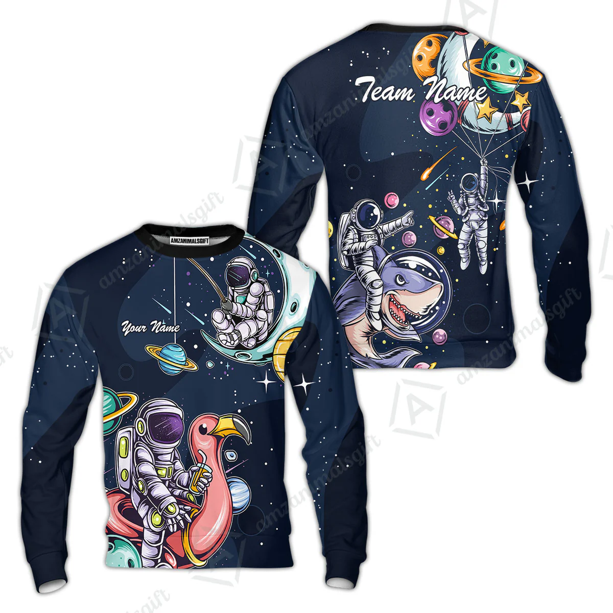 Customized Bowling Unisex Polo Shirt, Galaxy Astronaut, Bowling Uniforms, Personalized Name And Team Name - Image 10
