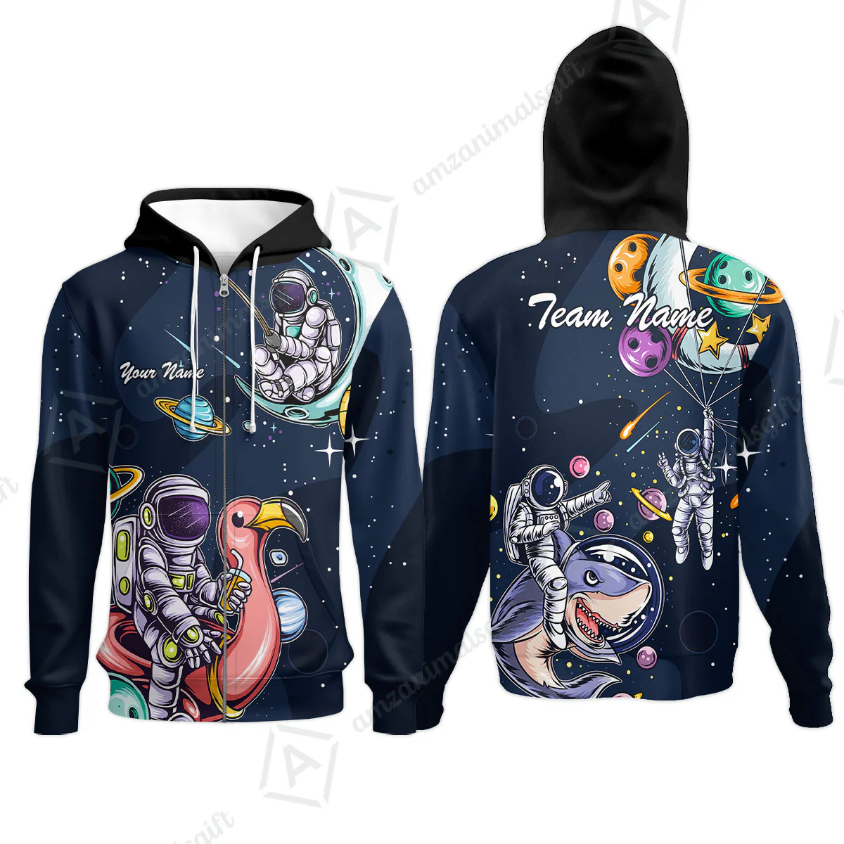 Customized Bowling Unisex Polo Shirt, Galaxy Astronaut, Bowling Uniforms, Personalized Name And Team Name - Image 12