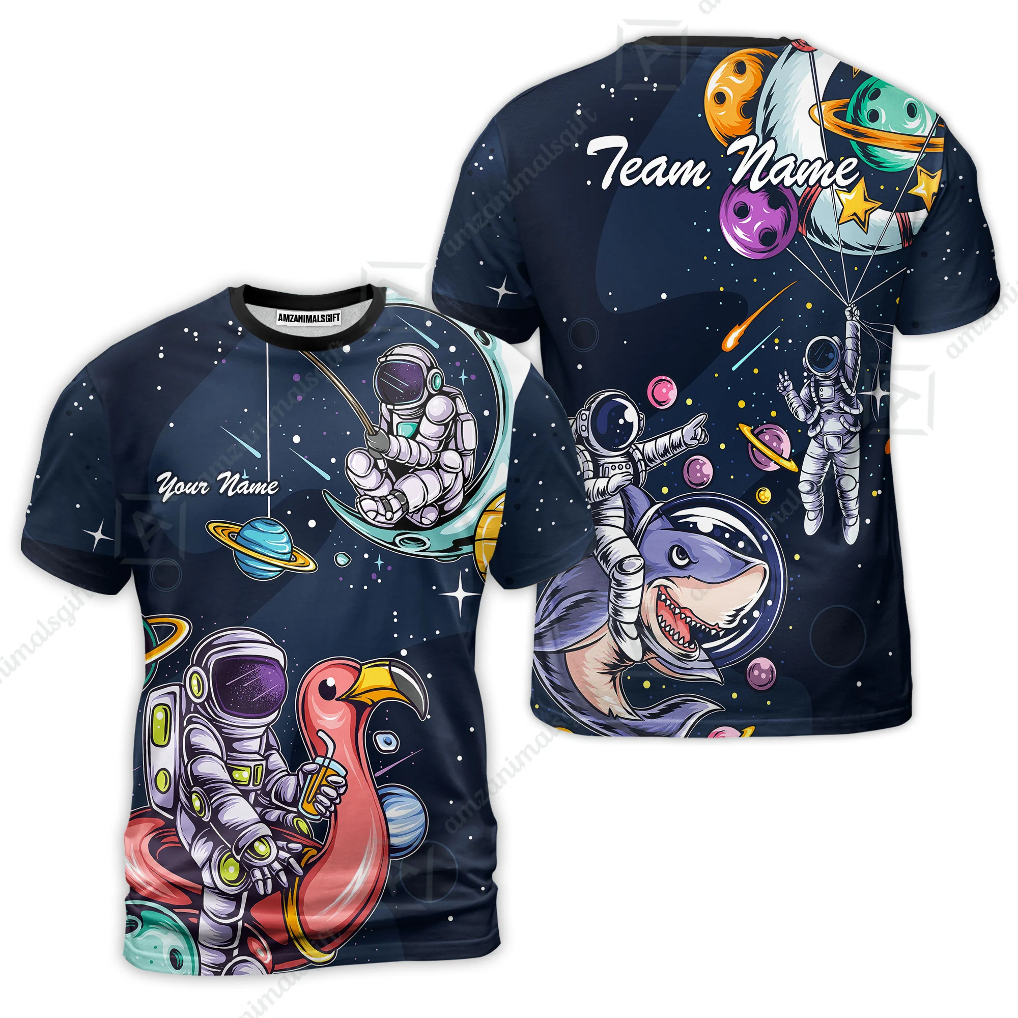 Customized Bowling Unisex Polo Shirt, Galaxy Astronaut, Bowling Uniforms, Personalized Name And Team Name - Image 5