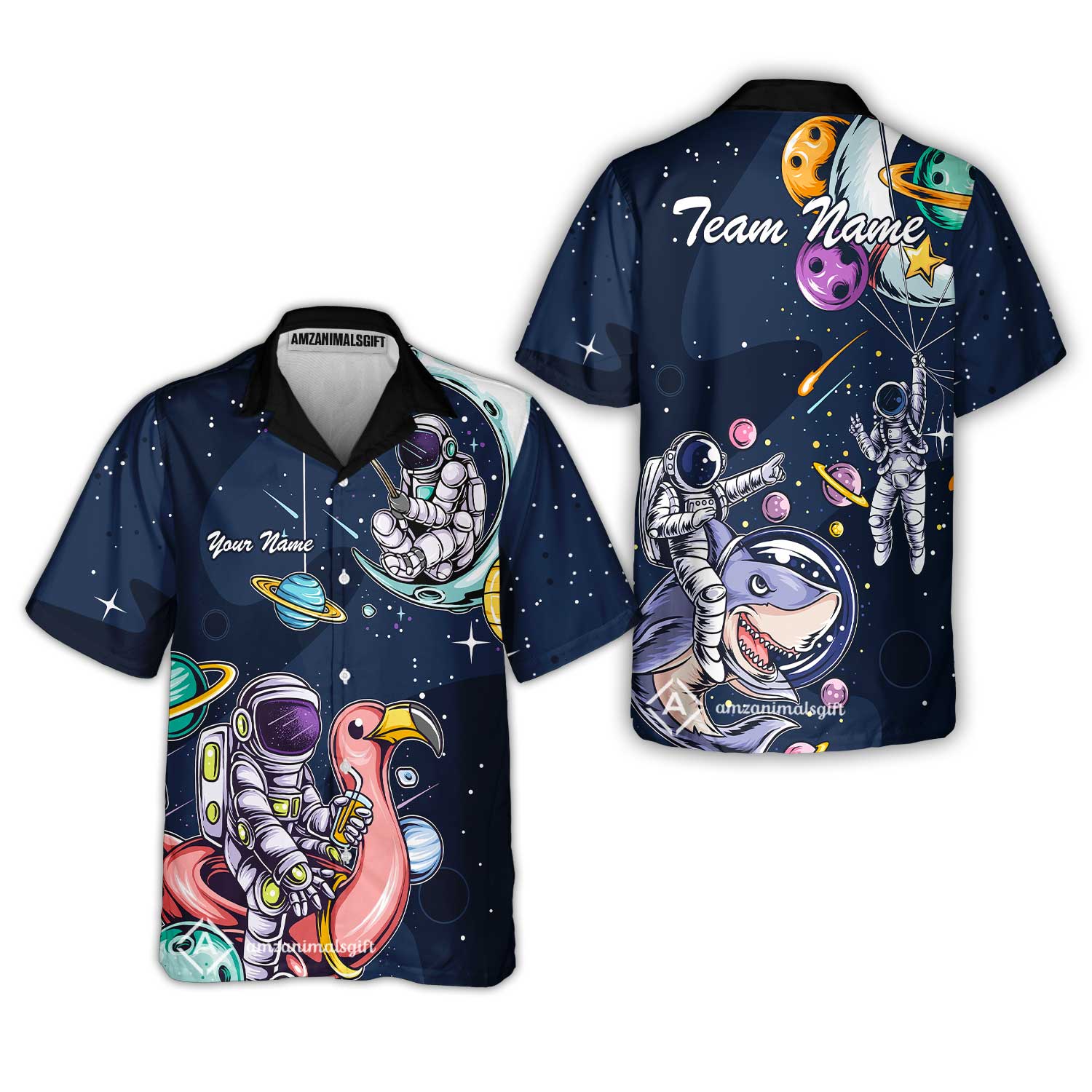 Customized Bowling Unisex Polo Shirt, Galaxy Astronaut, Bowling Uniforms, Personalized Name And Team Name - Image 6