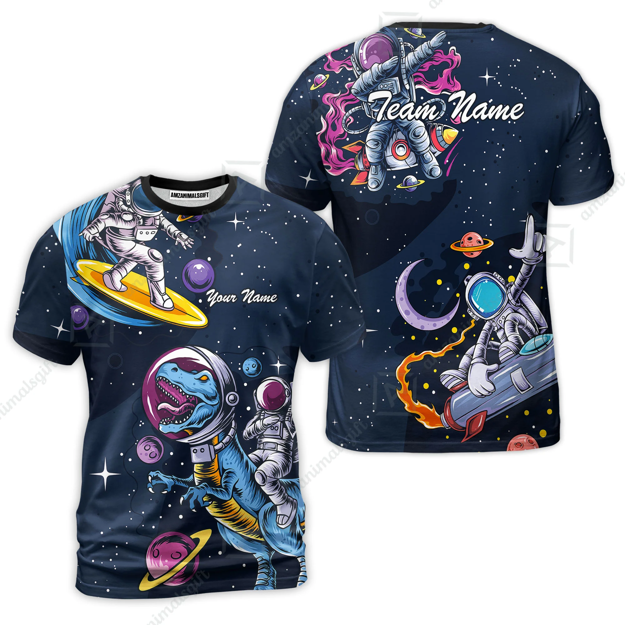Customized Bowling Unisex Polo Shirt, Seraphic Galaxy Astronaut, Bowling Uniforms, Personalized Name And Team Name - Image 5