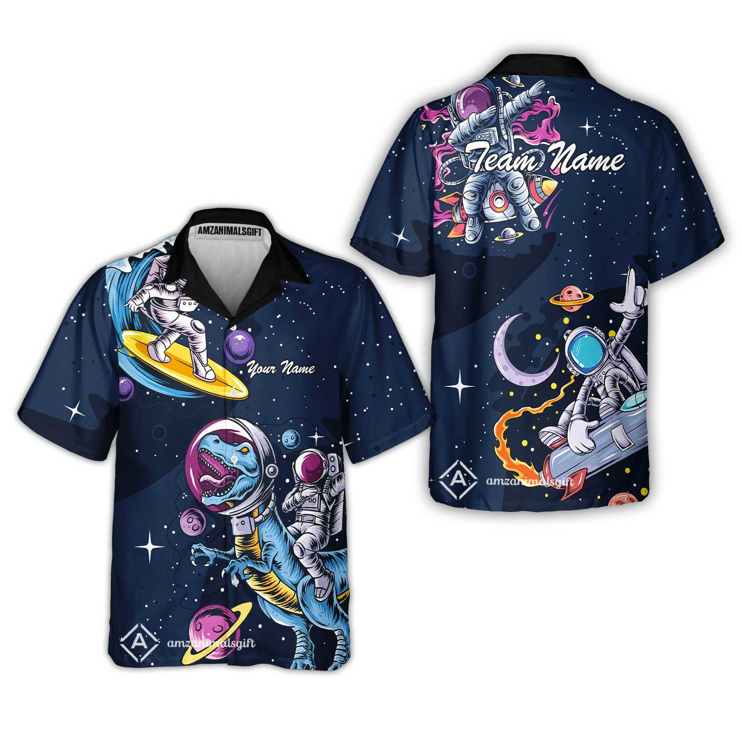 Customized Bowling Unisex Polo Shirt, Seraphic Galaxy Astronaut, Bowling Uniforms, Personalized Name And Team Name - Image 6