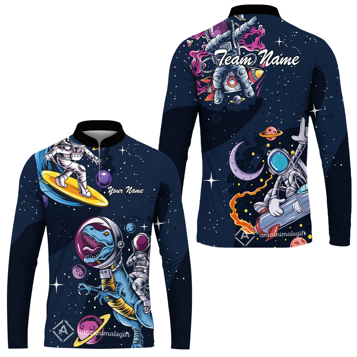 Customized Bowling Unisex Polo Shirt, Seraphic Galaxy Astronaut, Bowling Uniforms, Personalized Name And Team Name - Image 8