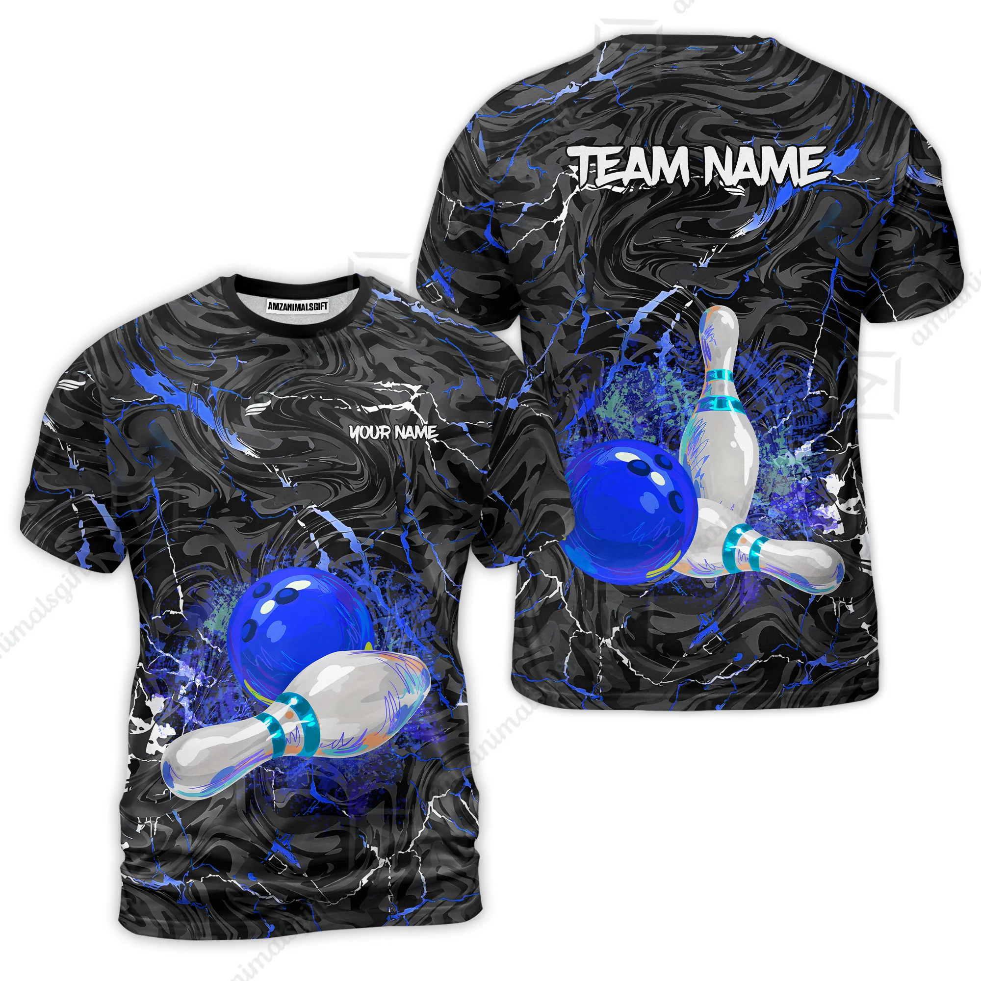 Customized Bowling Unisex Polo Shirt, Swirling Marbled Pattern Vibrant Veins, Bowling Uniforms, Personalized Name And Team Name - Image 21