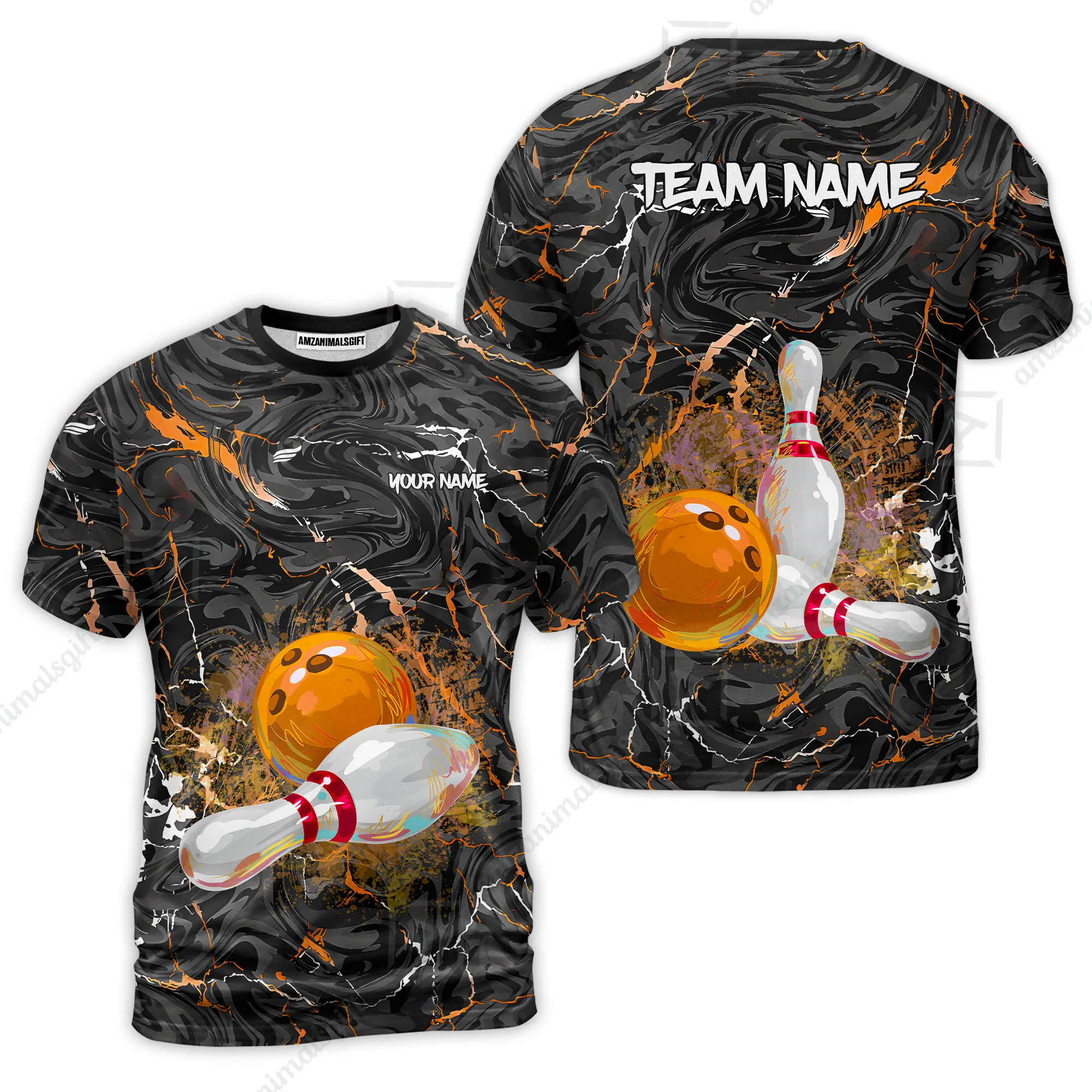 Customized Bowling Unisex Polo Shirt, Swirling Marbled Pattern Vibrant Veins, Bowling Uniforms, Personalized Name And Team Name - Image 23