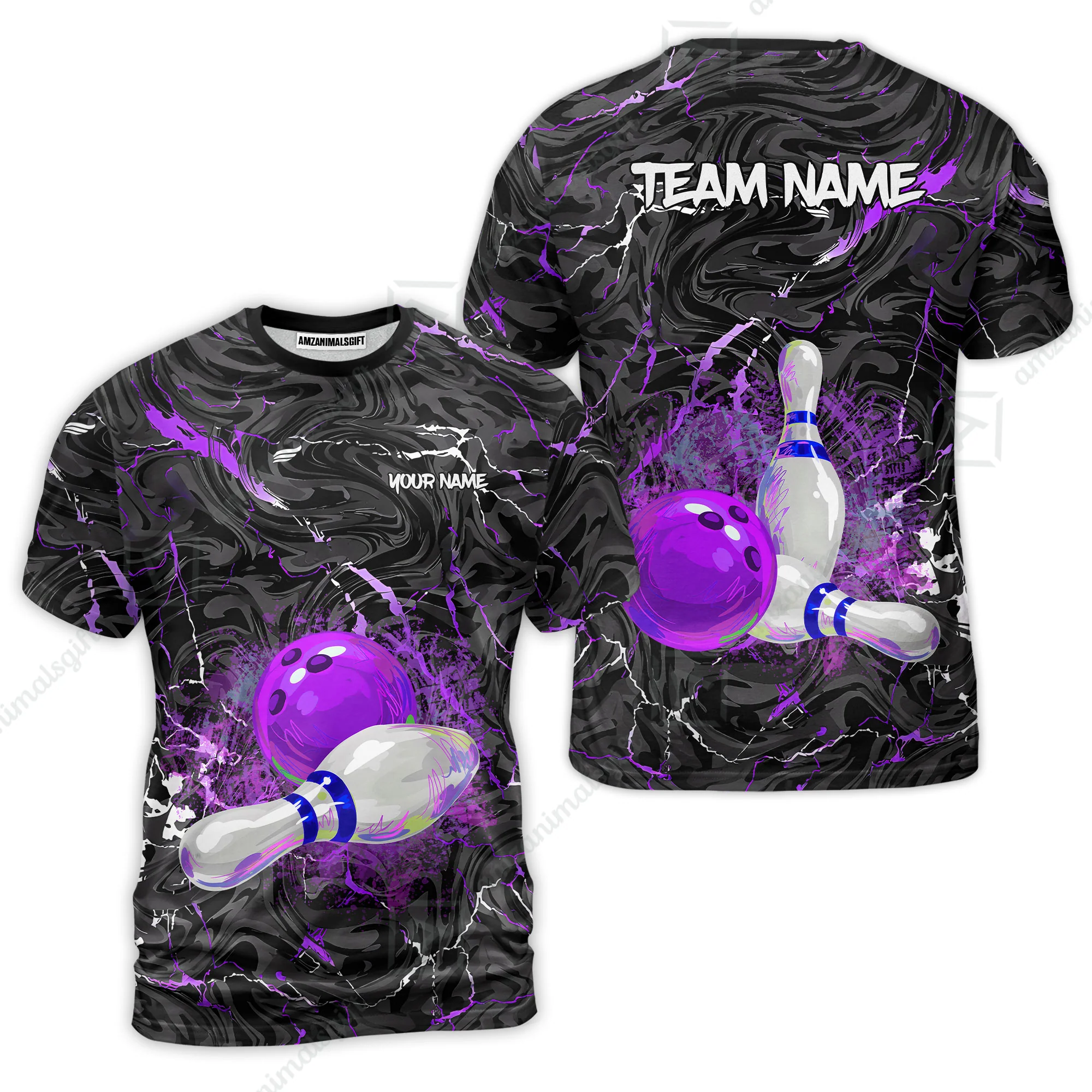 Customized Bowling Unisex Polo Shirt, Swirling Marbled Pattern Vibrant Veins, Bowling Uniforms, Personalized Name And Team Name - Image 24