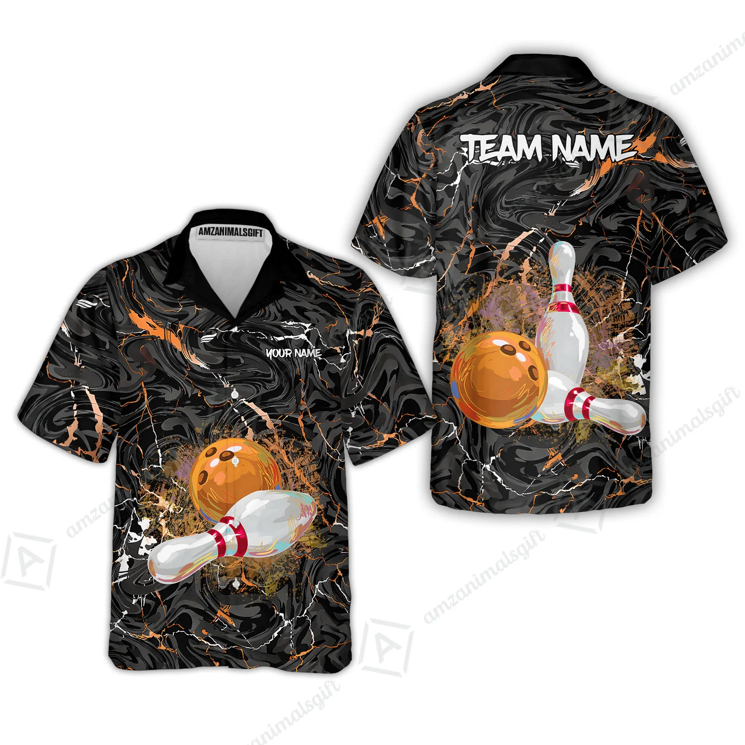 Customized Bowling Unisex Polo Shirt, Swirling Marbled Pattern Vibrant Veins, Bowling Uniforms, Personalized Name And Team Name - Image 28
