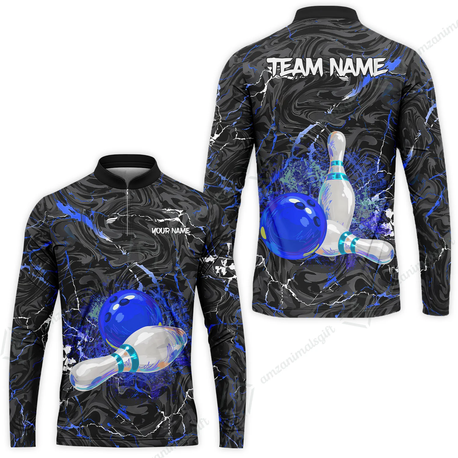 Customized Bowling Unisex Polo Shirt, Swirling Marbled Pattern Vibrant Veins, Bowling Uniforms, Personalized Name And Team Name - Image 31