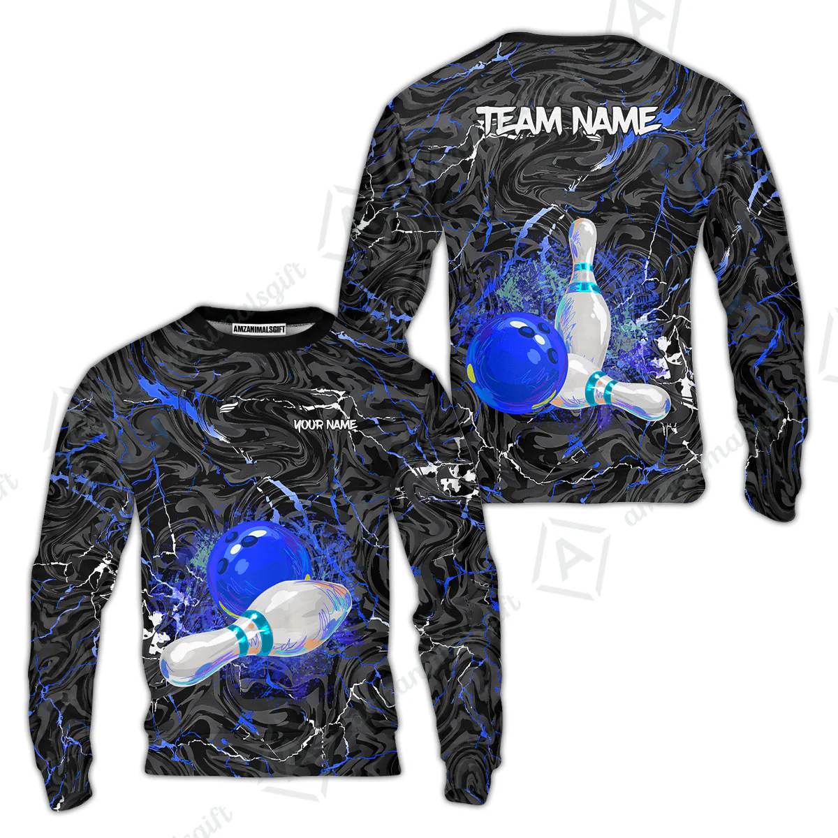 Customized Bowling Unisex Polo Shirt, Swirling Marbled Pattern Vibrant Veins, Bowling Uniforms, Personalized Name And Team Name - Image 34