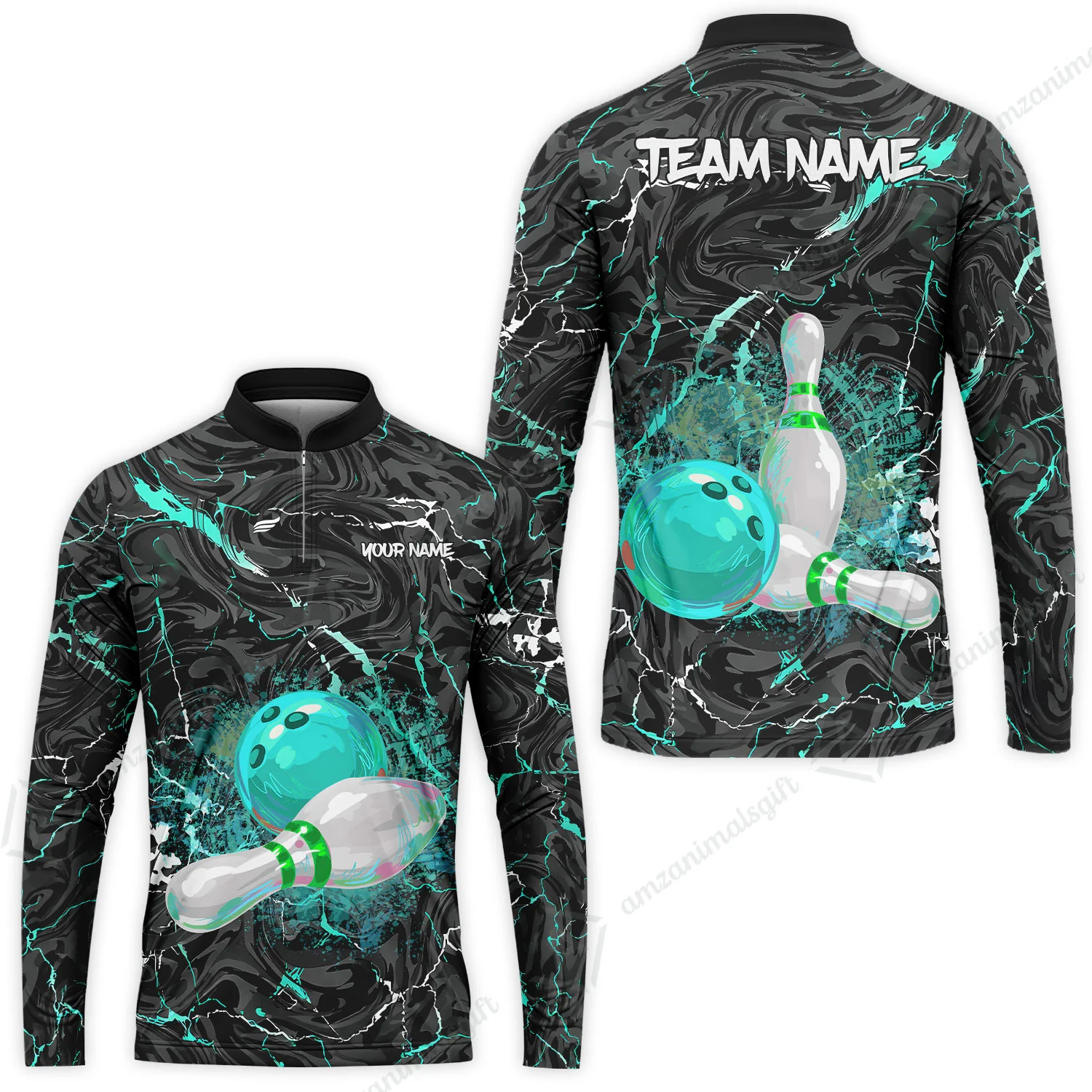 Customized Bowling Unisex Polo Shirt, Swirling Marbled Pattern Vibrant Veins, Bowling Uniforms, Personalized Name And Team Name - Image 37