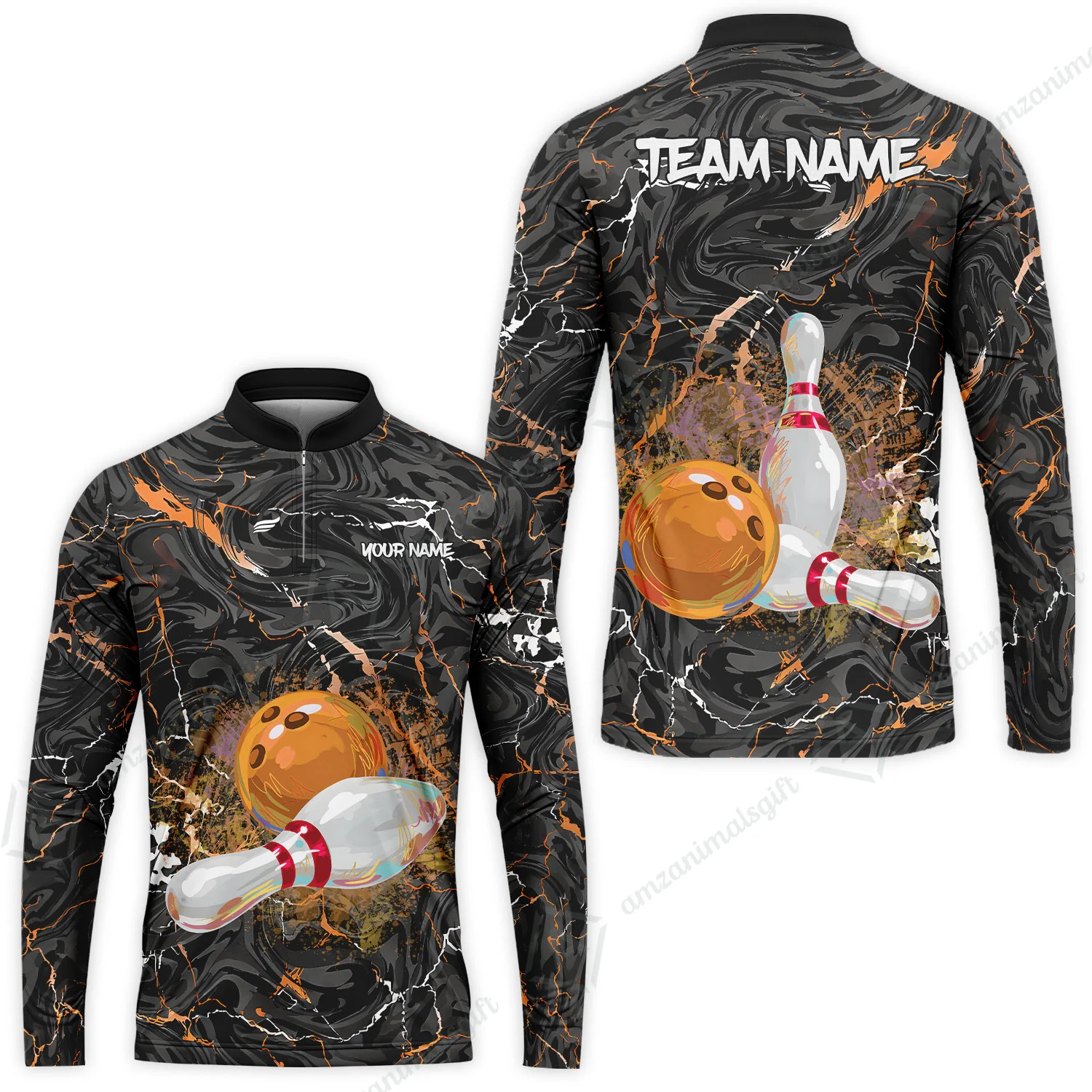 Customized Bowling Unisex Polo Shirt, Swirling Marbled Pattern Vibrant Veins, Bowling Uniforms, Personalized Name And Team Name - Image 43