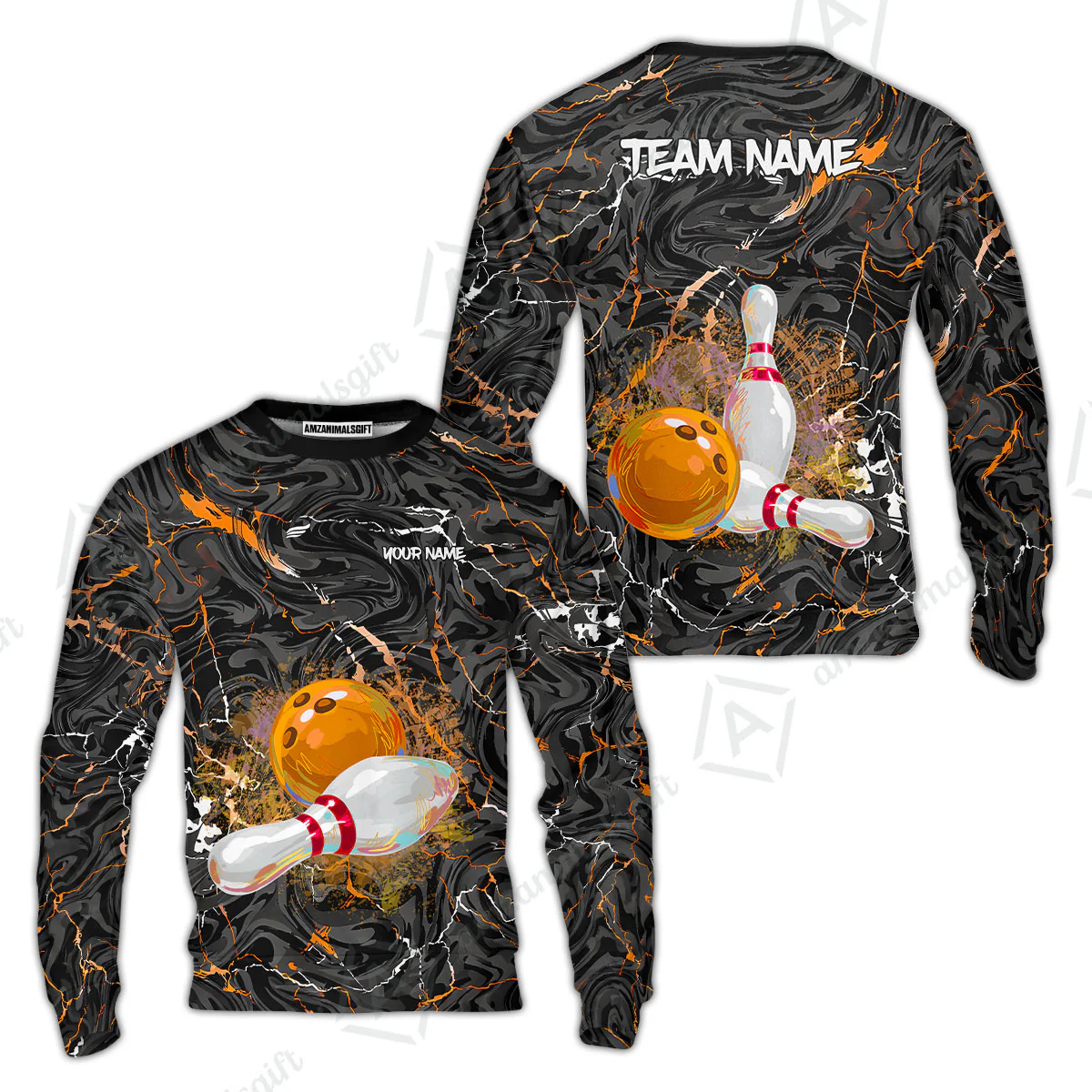 Customized Bowling Unisex Polo Shirt, Swirling Marbled Pattern Vibrant Veins, Bowling Uniforms, Personalized Name And Team Name - Image 45