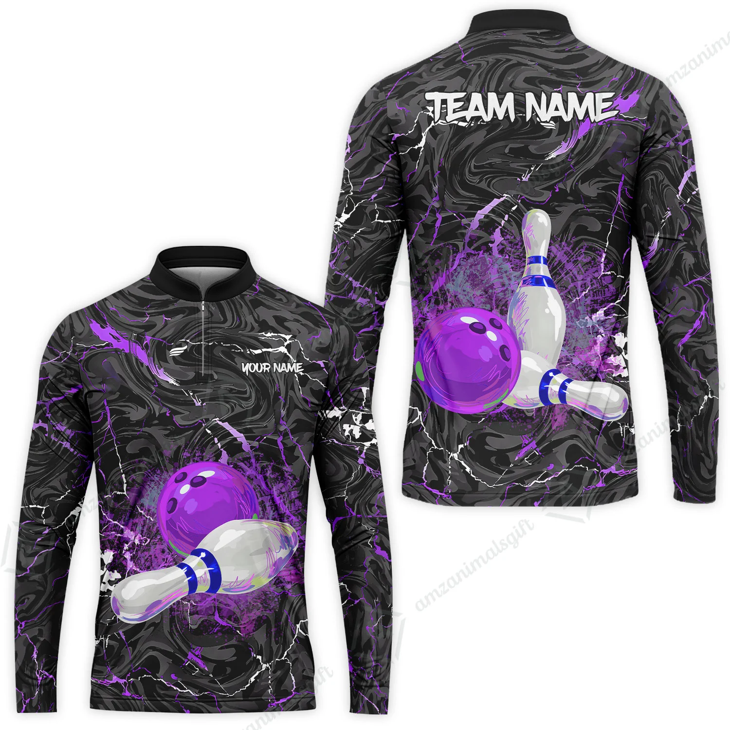 Customized Bowling Unisex Polo Shirt, Swirling Marbled Pattern Vibrant Veins, Bowling Uniforms, Personalized Name And Team Name - Image 49