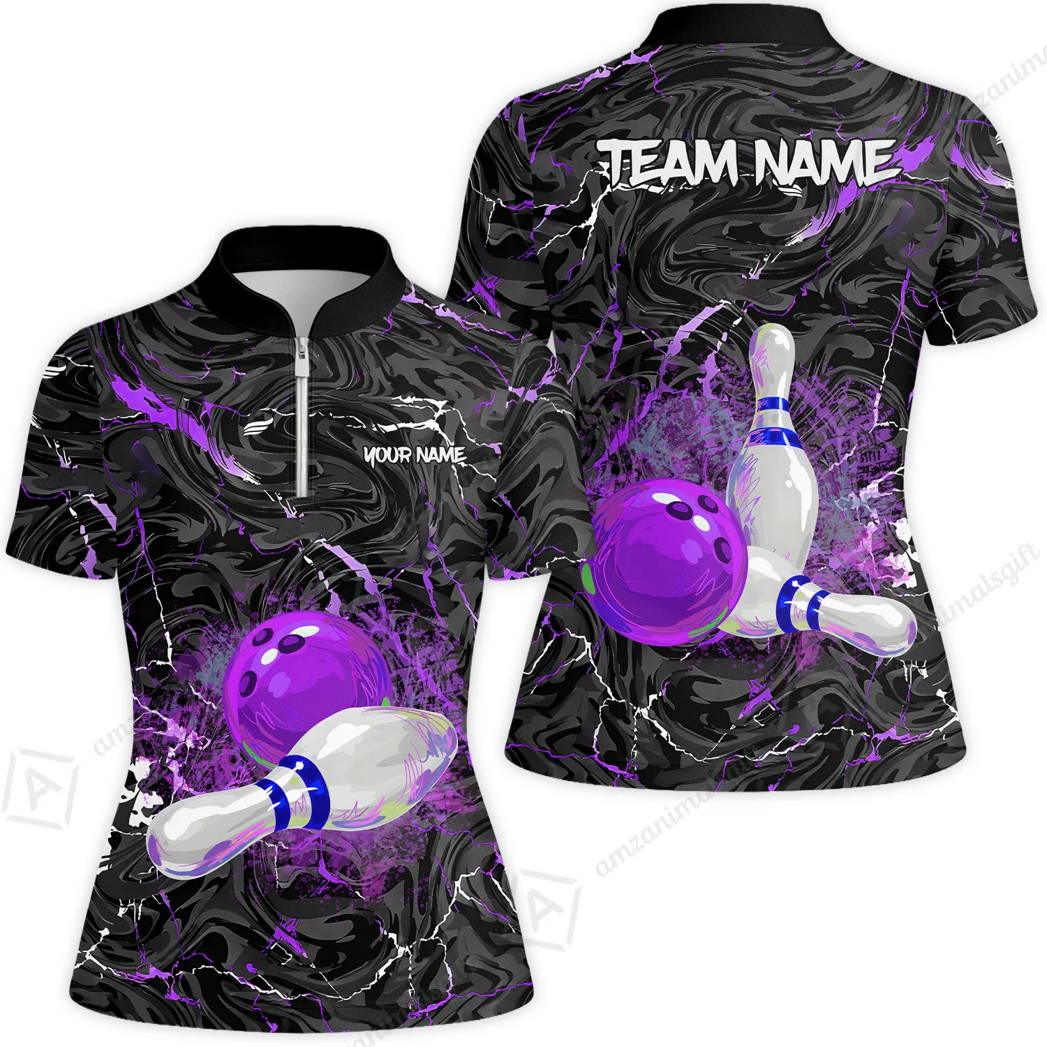 Customized Bowling Unisex Polo Shirt, Swirling Marbled Pattern Vibrant Veins, Bowling Uniforms, Personalized Name And Team Name - Image 53