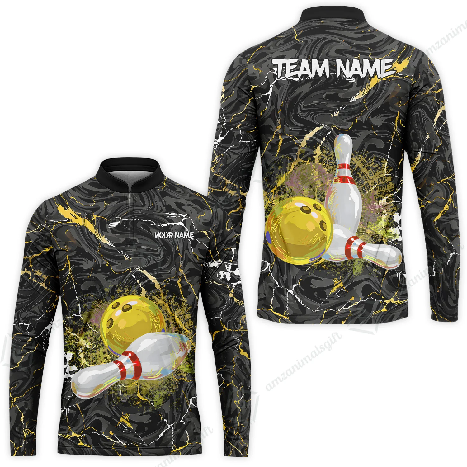 Customized Bowling Unisex Polo Shirt, Swirling Marbled Pattern Vibrant Veins, Bowling Uniforms, Personalized Name And Team Name - Image 55