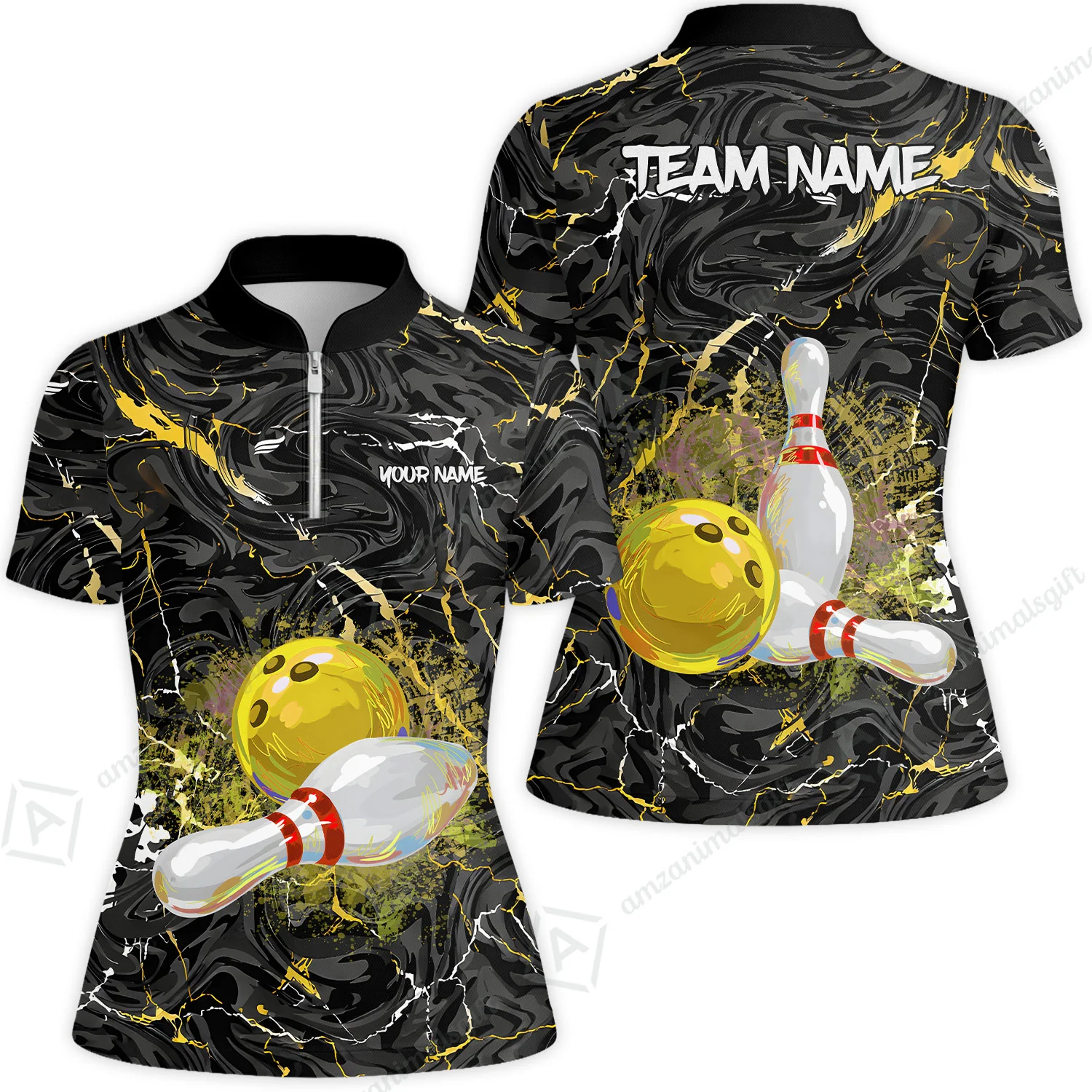 Customized Bowling Unisex Polo Shirt, Swirling Marbled Pattern Vibrant Veins, Bowling Uniforms, Personalized Name And Team Name - Image 59