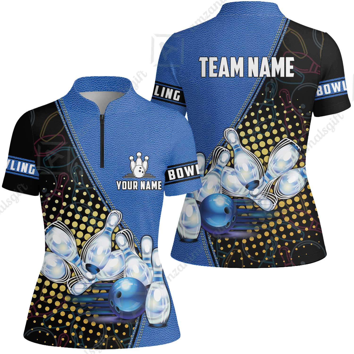 Customized Bowling Women Jersey Shirt, Leather Pattern Bowling Strike Out Women Jersey Shirt Multicolor Option For Bowlers - Image 3
