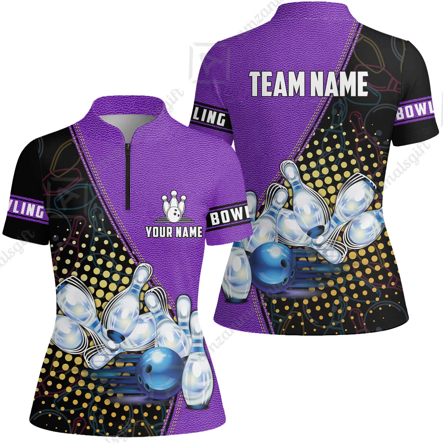 Customized Bowling Women Jersey Shirt, Leather Pattern Bowling Strike Out Women Jersey Shirt Multicolor Option For Bowlers - Image 4